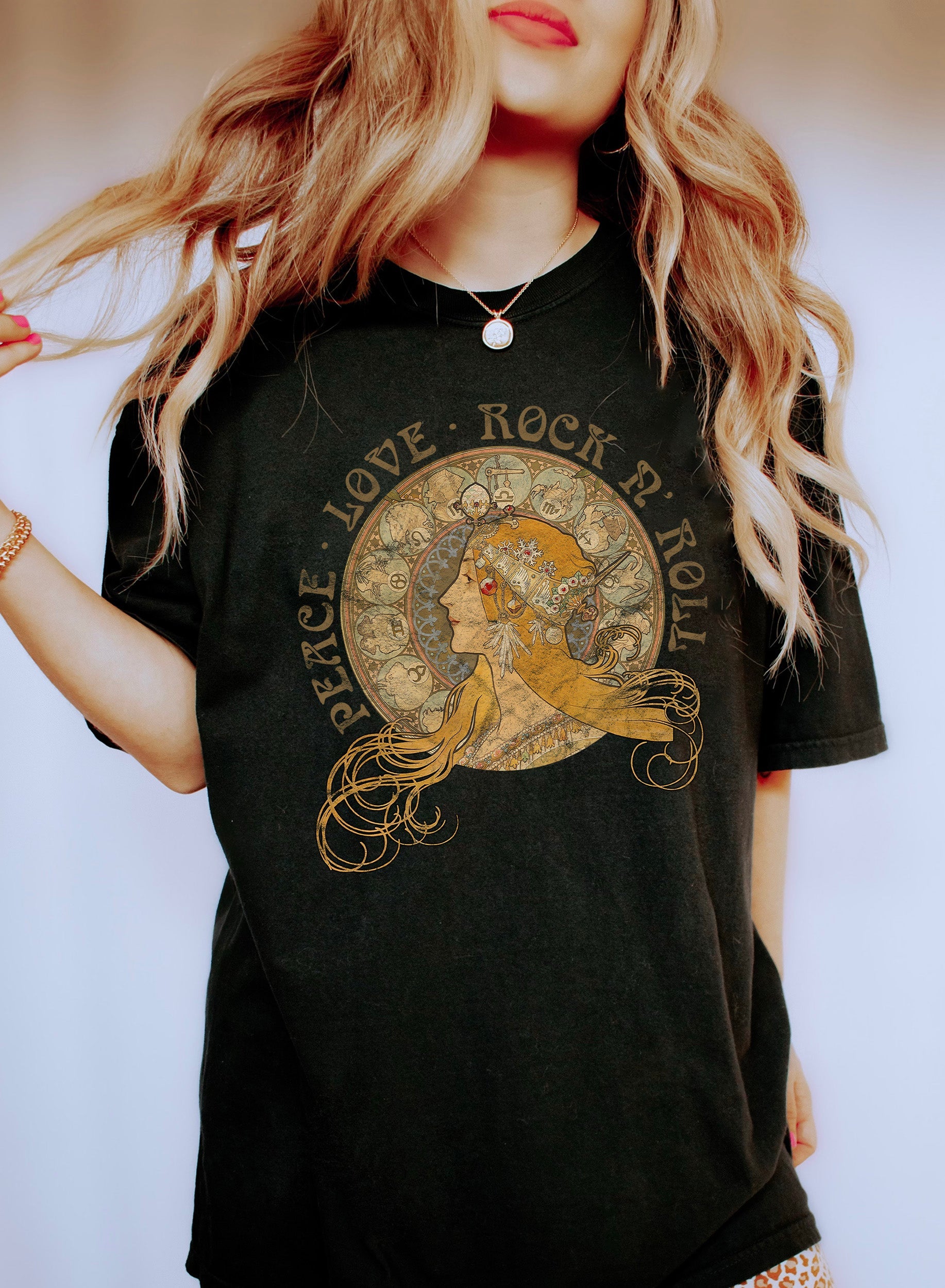 Peace Love Rock N' Roll Vintage Band Logo Graphic Limited Edition Comfort Colors Tee