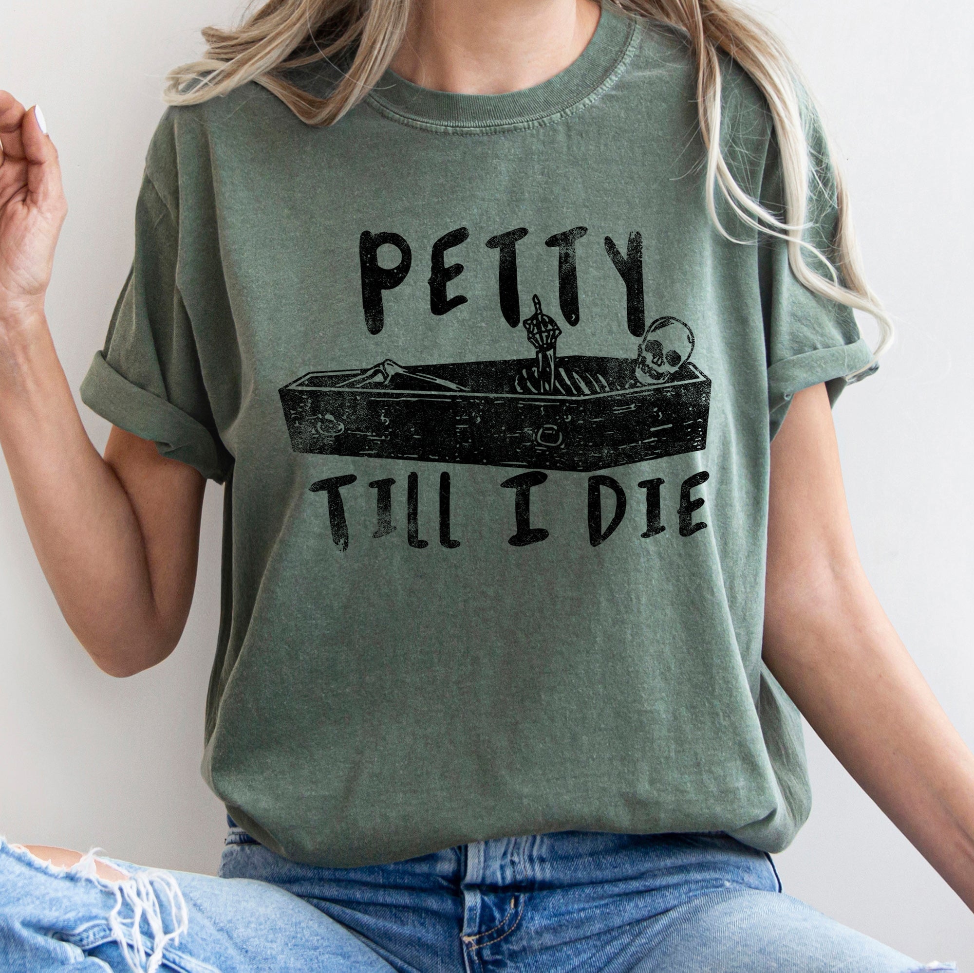 Petty Till I Die Retro Halloween Vintage Vibes Spooky Night Party Edition Comfort Colors Tee