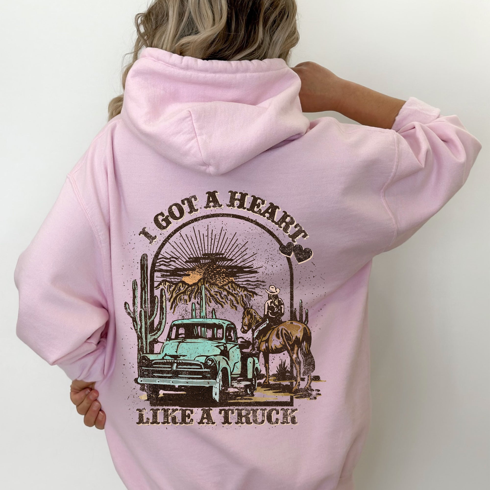 I Got A Heart Like A Truck Western Country Music Valentine Edition Hooded Sweatshirt