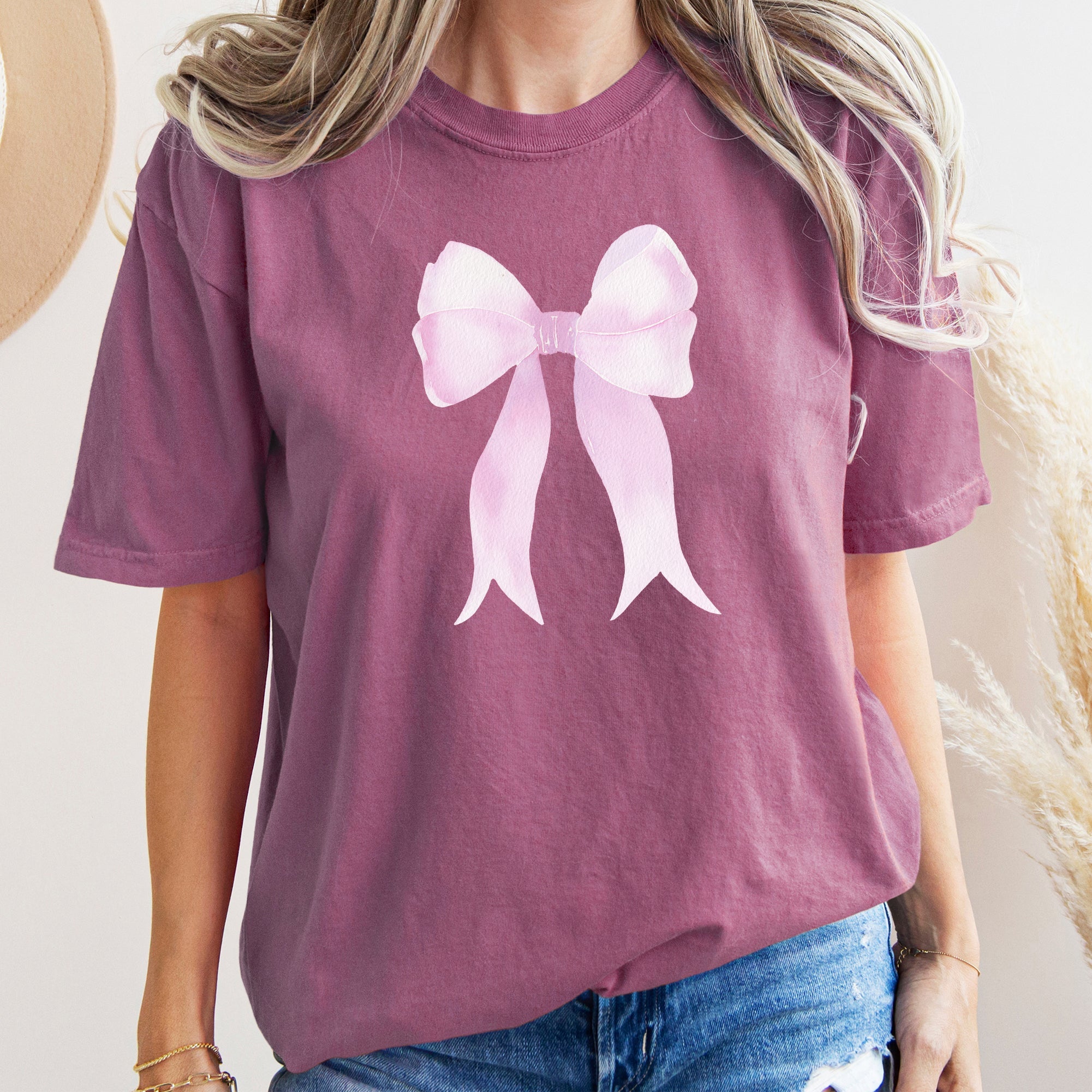 Pink Ribbon Coquette Bow Vintage Romance For Valentine's Day Celebration Of Love And Fashion Comfort Colors Tee