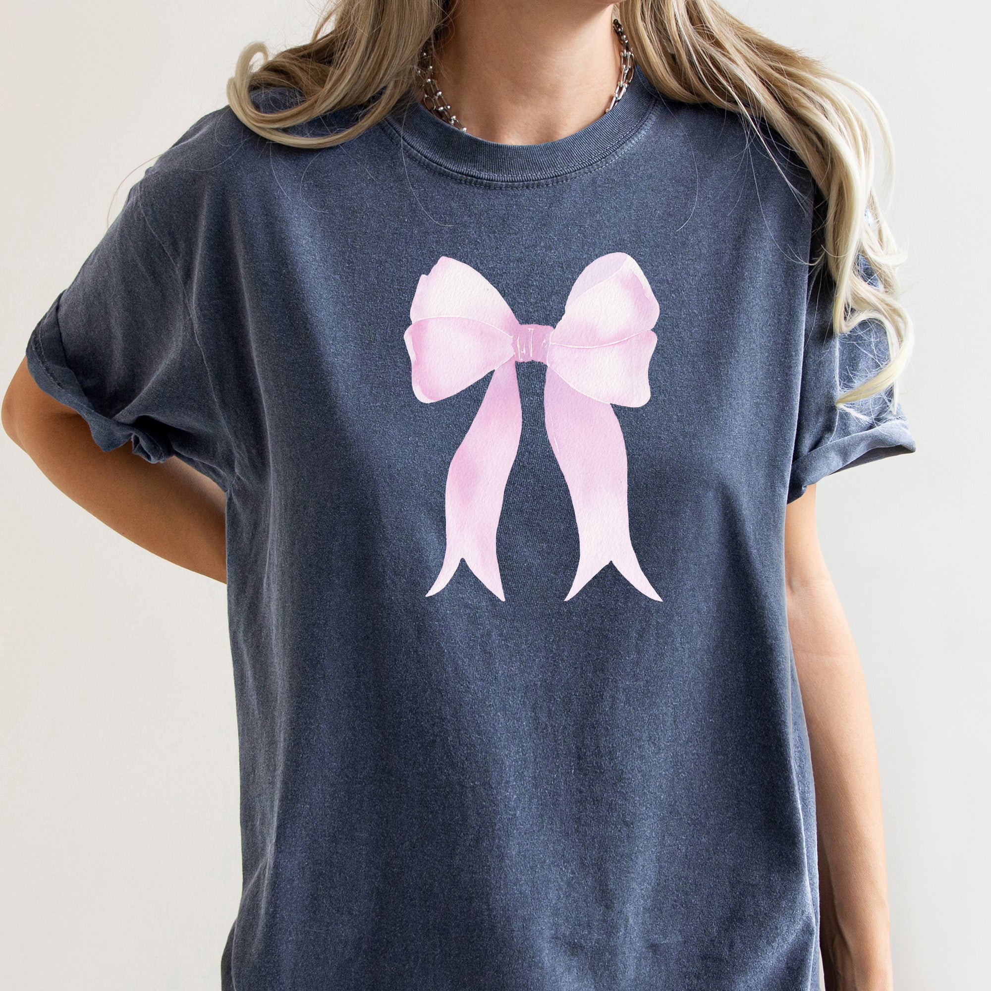 Pink Ribbon Coquette Bow Vintage Romance For Valentine's Day Celebration Of Love And Fashion Comfort Colors Tee