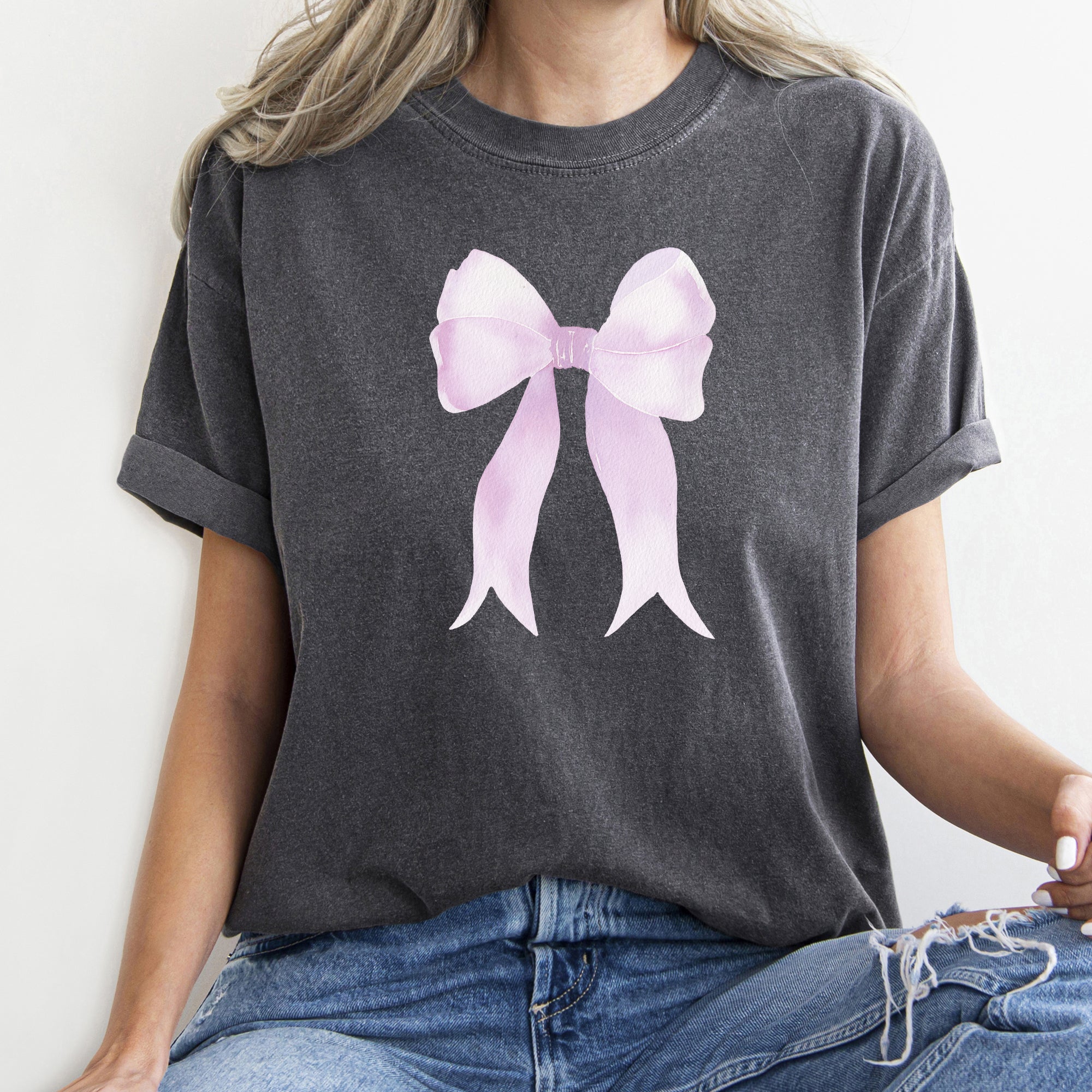 Pink Ribbon Coquette Bow Vintage Romance For Valentine's Day Celebration Of Love And Fashion Comfort Colors Tee