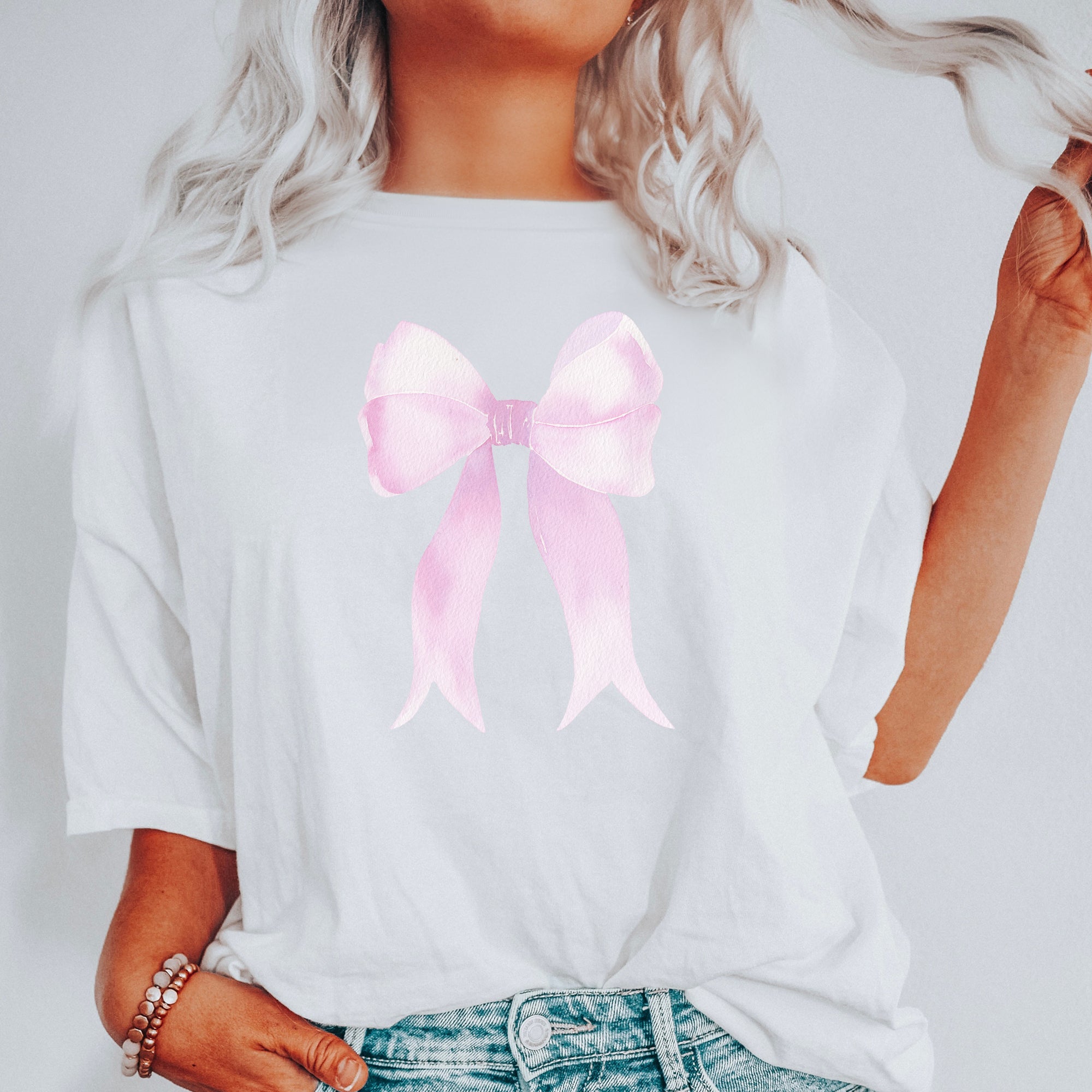 Pink Ribbon Coquette Bow Vintage Romance For Valentine's Day Celebration Of Love And Fashion Comfort Colors Tee