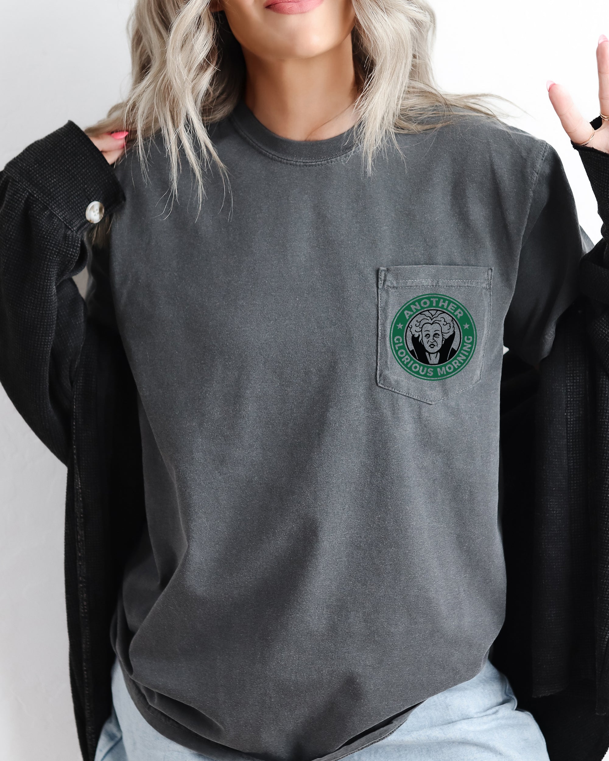 Another Glorious Morning Witch Halloween Pocket Tee Vintage Inspired Comfort Colors Tee