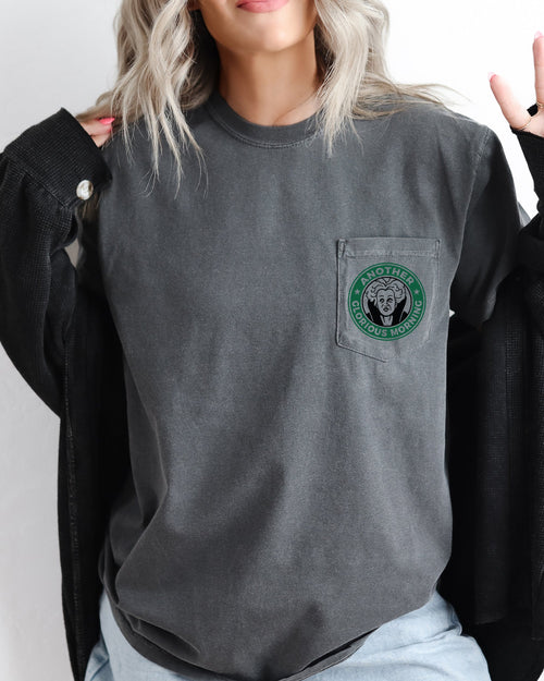 Another Glorious Morning Witch Halloween Pocket Tee Vintage Inspired Comfort Colors Tee