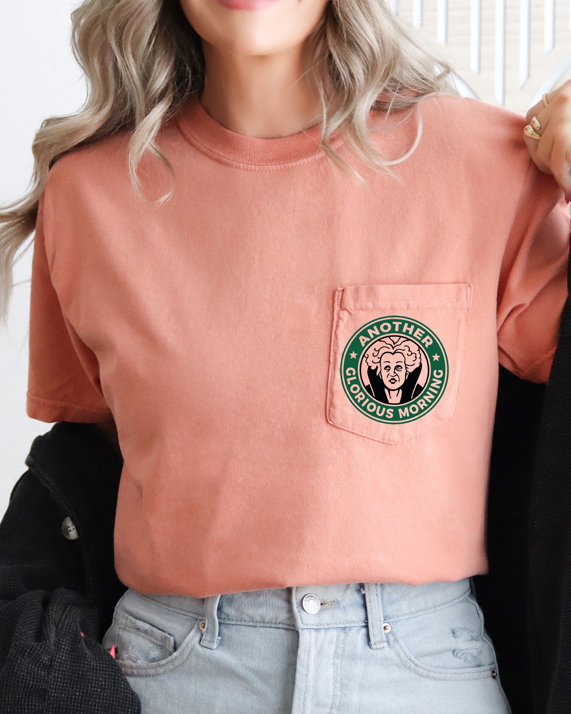 Another Glorious Morning Witch Halloween Pocket Tee Vintage Inspired Comfort Colors Tee