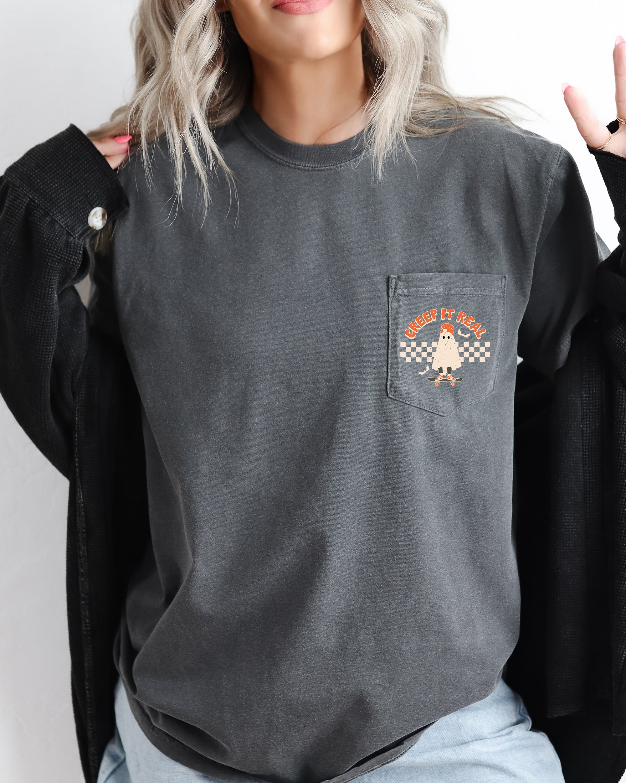 Creep It Real Ghost Halloween Vintage Haunted Night Classic Spooky Design Comfort Colors Tee