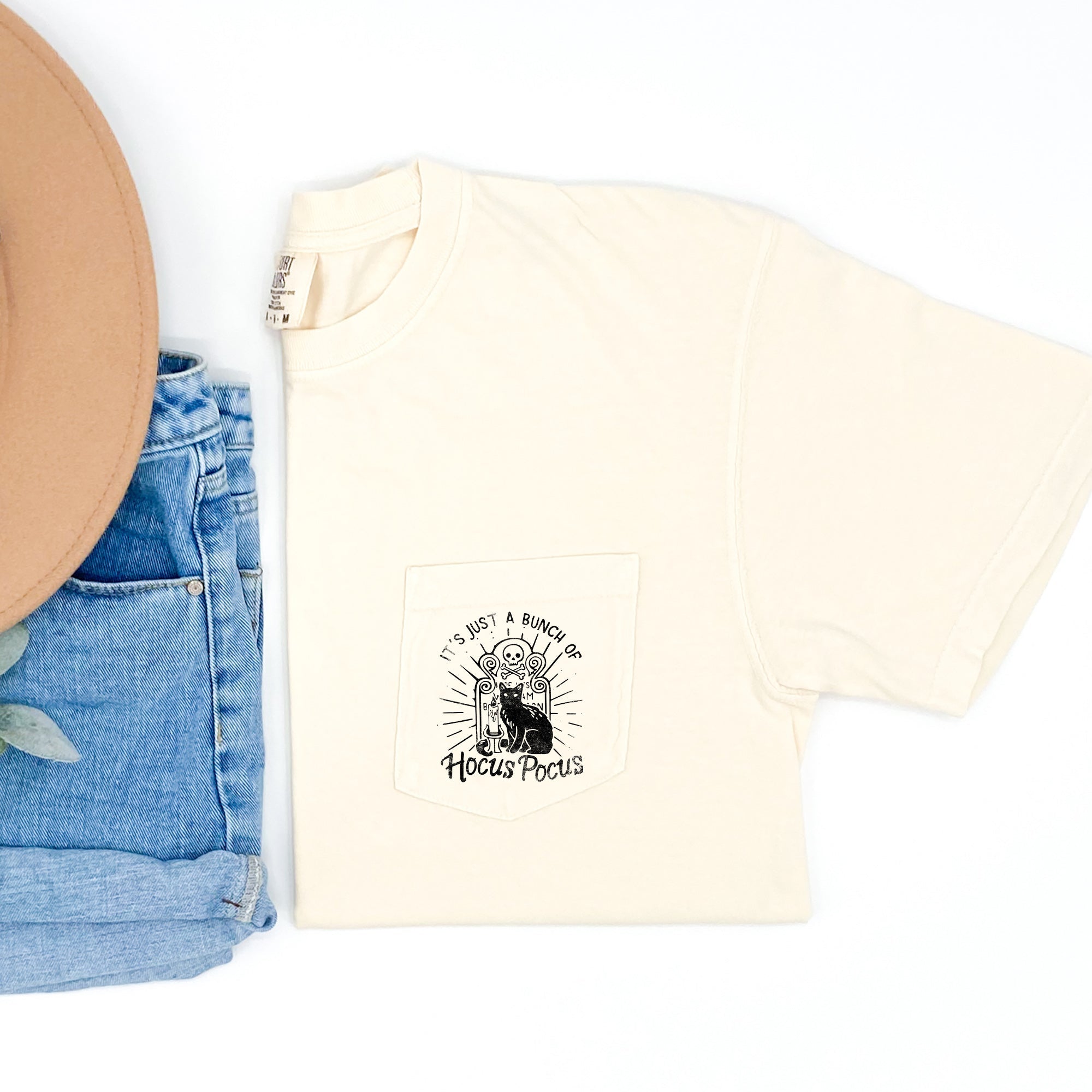 It's Just A Bunch Of Hocus Pocus Halloween Pocket Vintage Edition Comfort Colors Tee