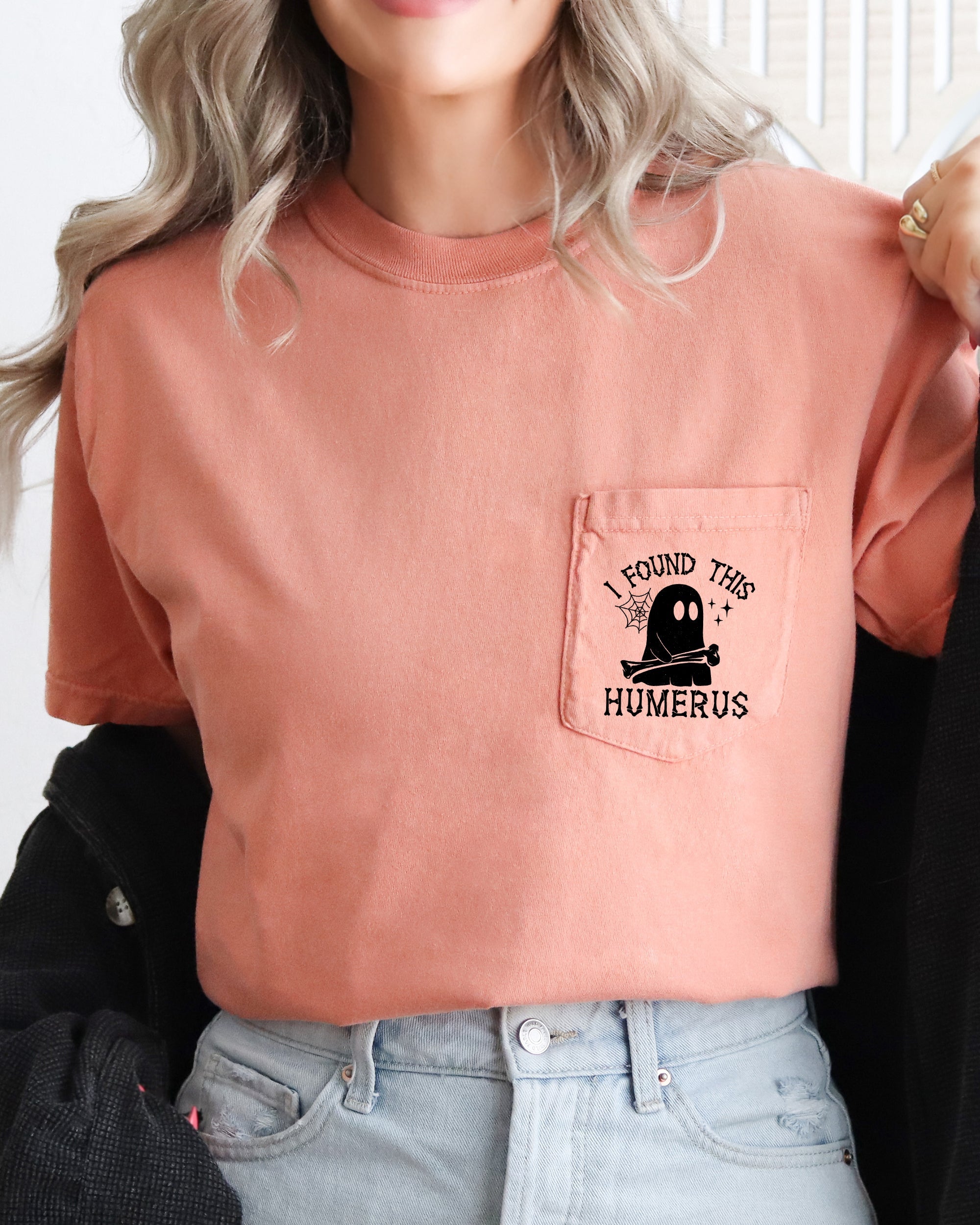 I Found This Humerus Ghost Halloween Pocket Spooky Edition For Halloween Fans Comfort Colors Tee