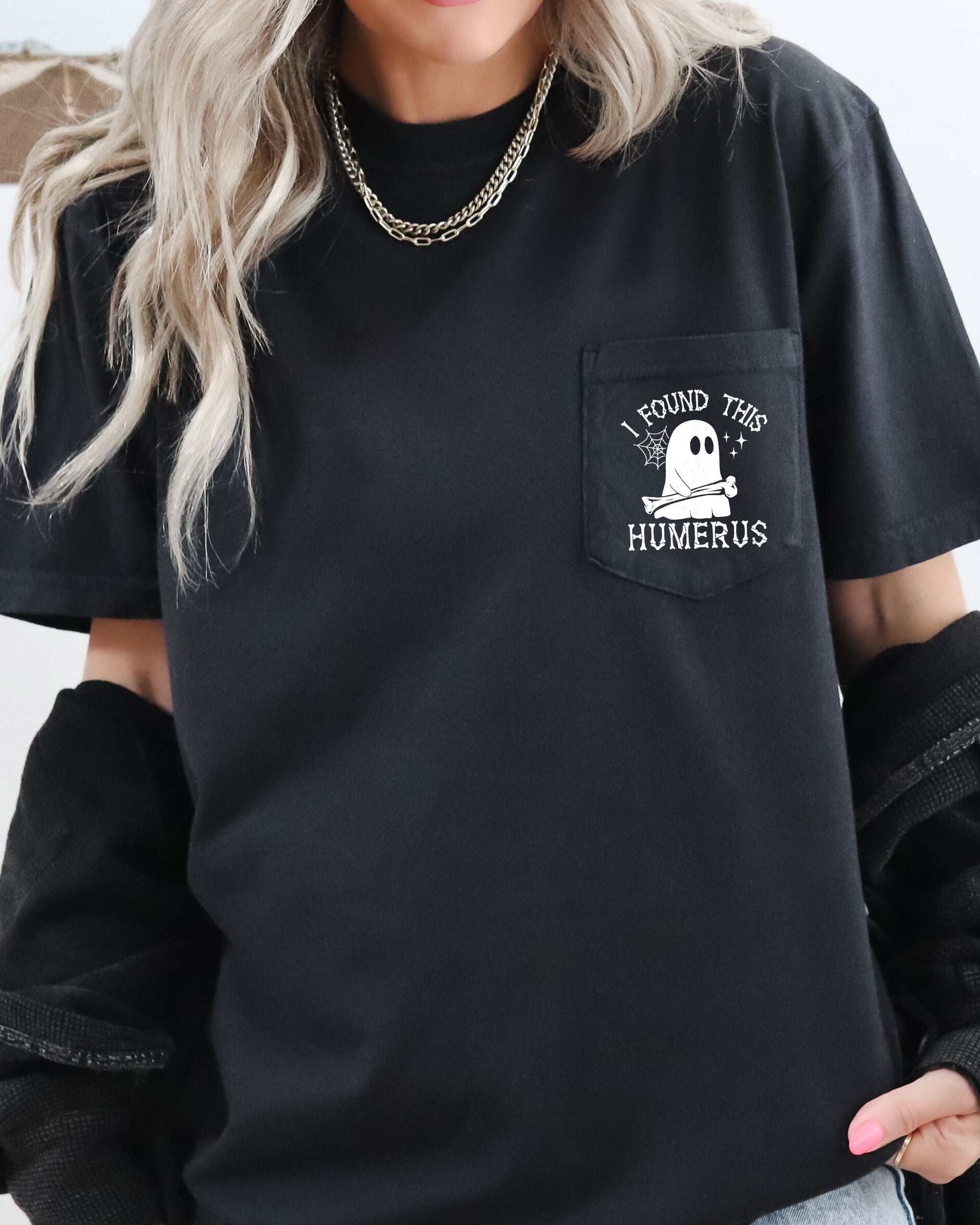I Found This Humerus Ghost Halloween Pocket Spooky Edition For Halloween Fans Comfort Colors Tee