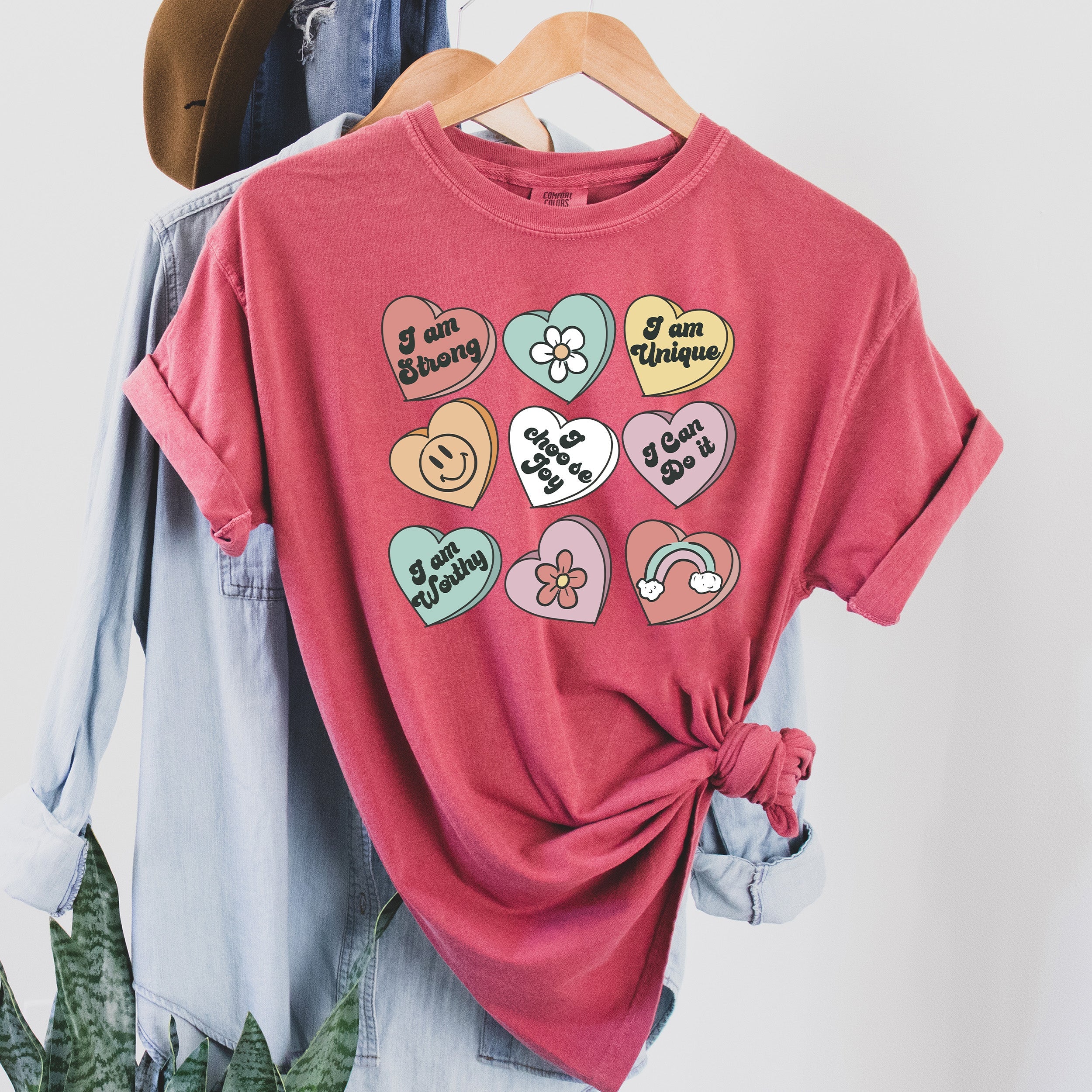 Positivity Hearts Retro Vintage Edition Bright Positive Vibes Encouraging Mindset Uplifting Message Comfort Colors Tee