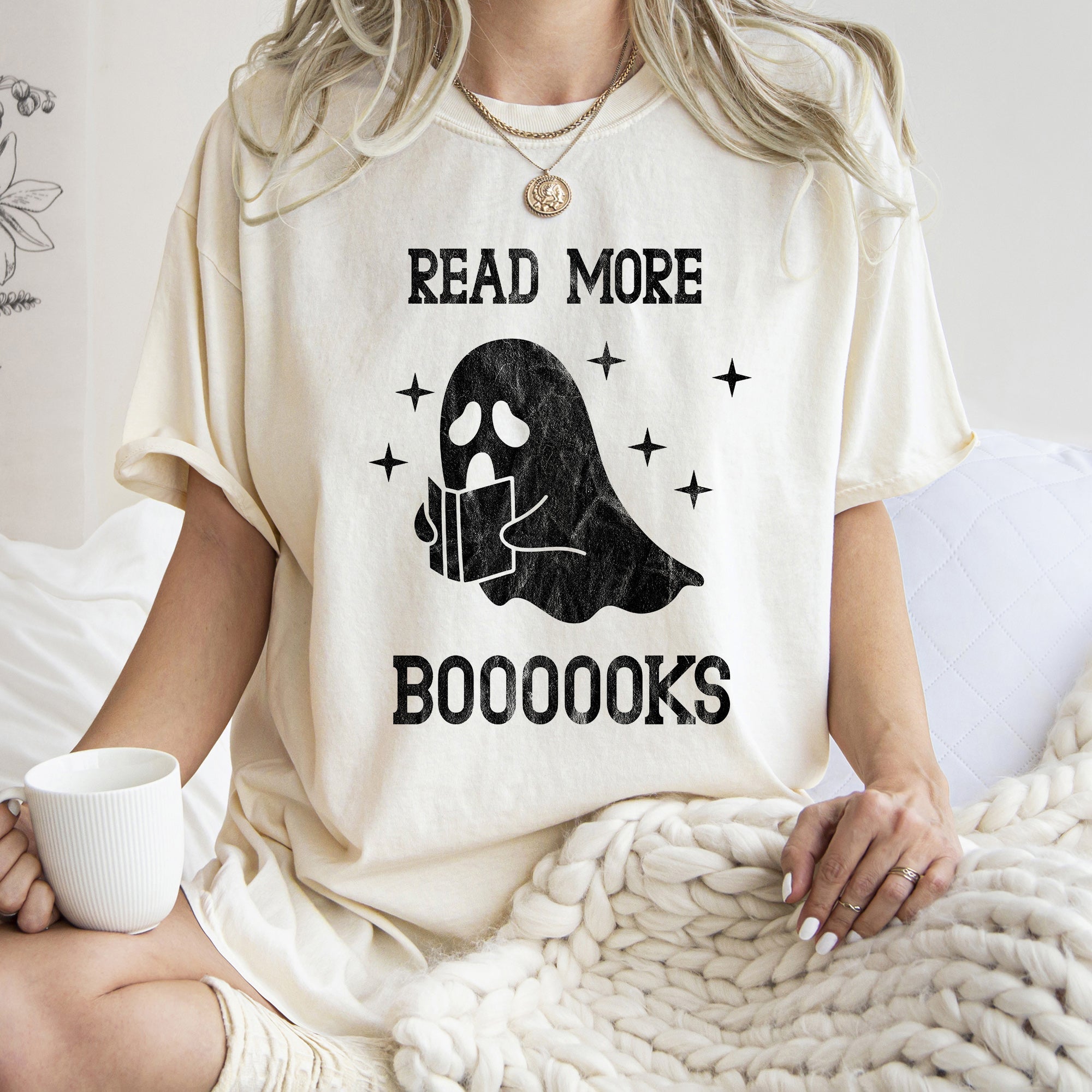 Read More Books Retro Halloween Vintage Library Print Edition Comfort Colors Tee