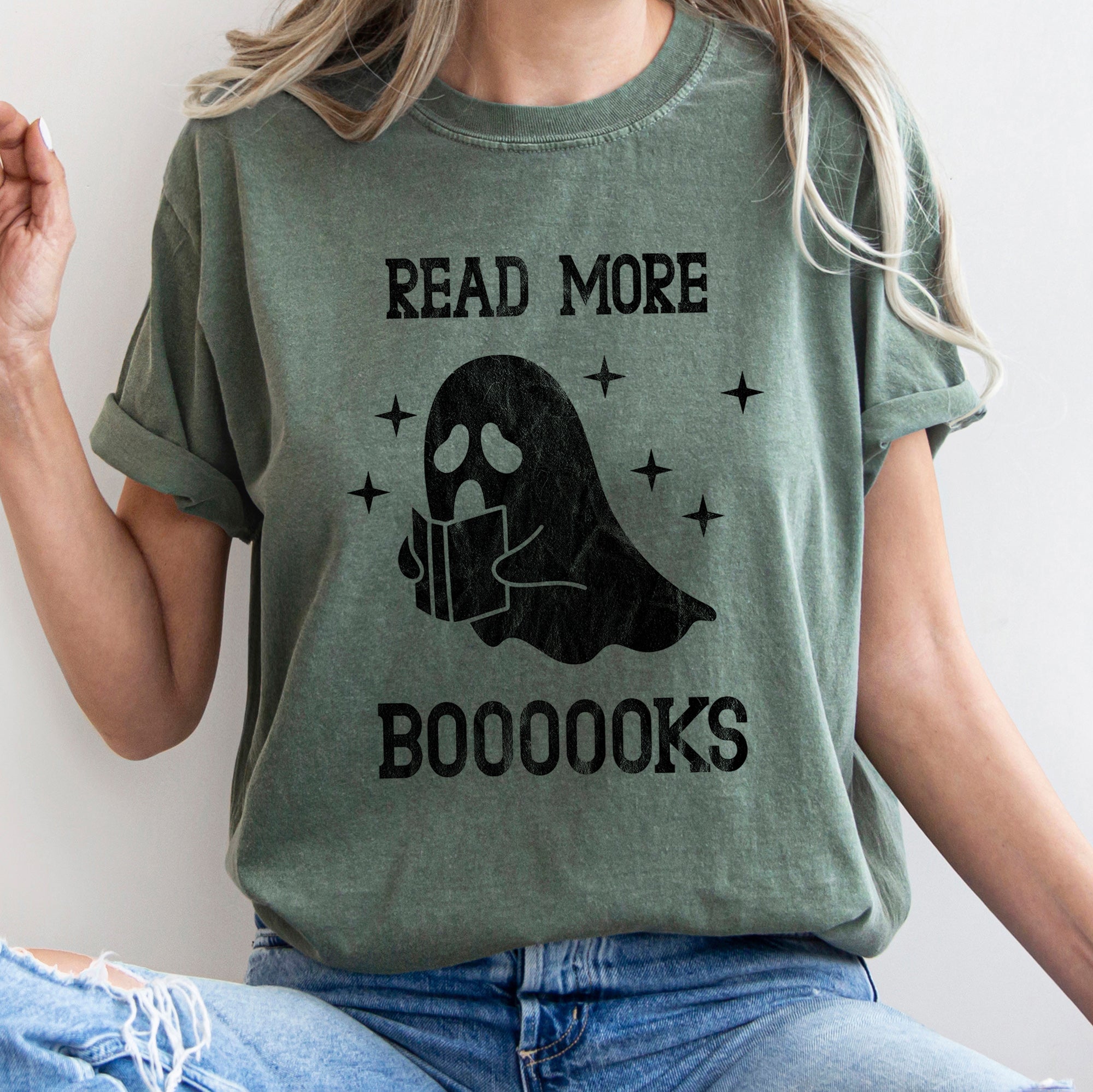 Read More Books Retro Halloween Vintage Library Print Edition Comfort Colors Tee
