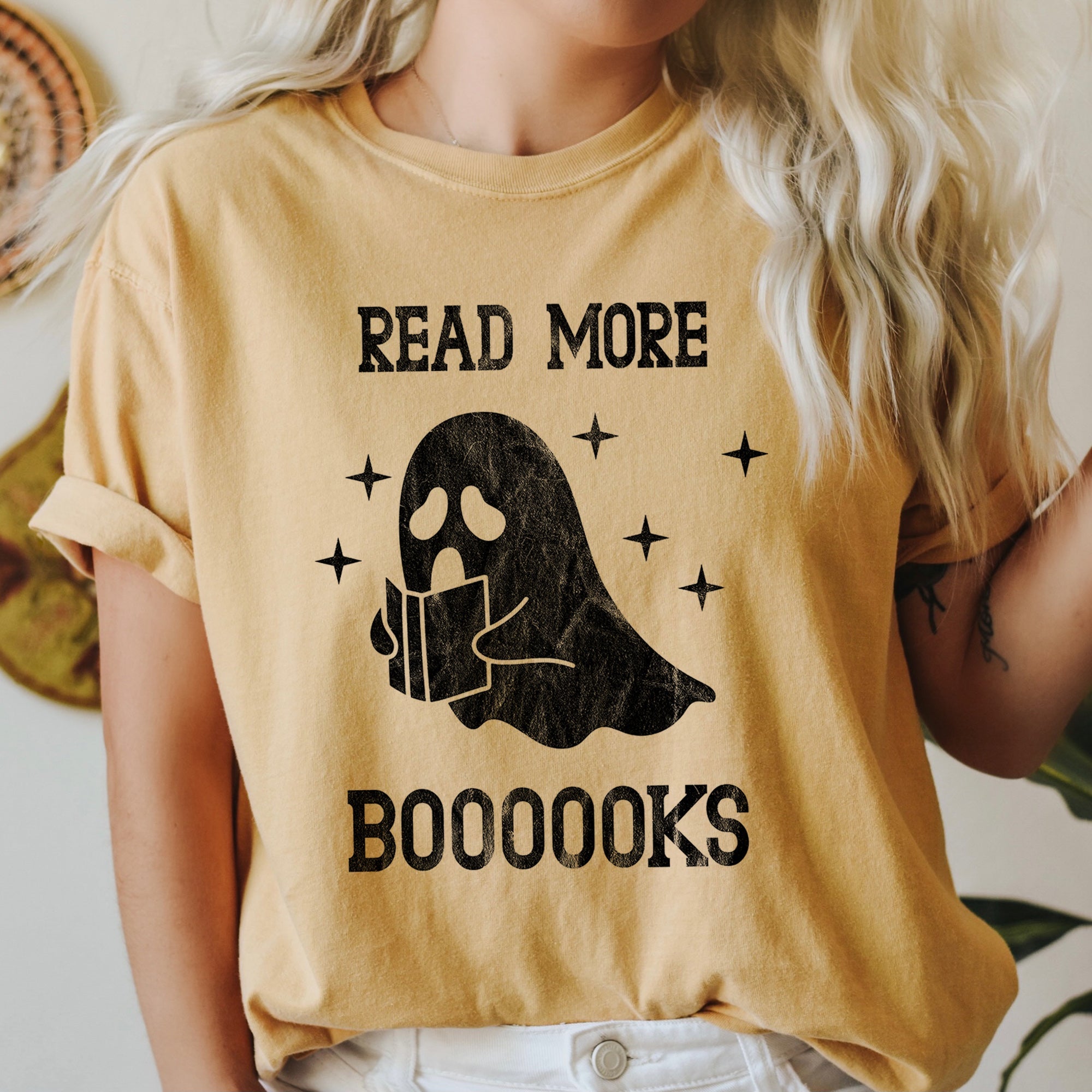 Read More Books Retro Halloween Vintage Library Print Edition Comfort Colors Tee