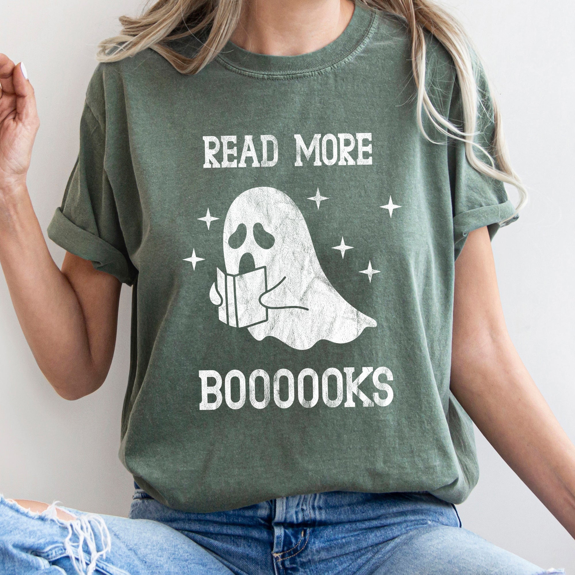 Read More Books Retro Halloween Vintage Library Edition Cozy Reading Night Comfort Colors Tee