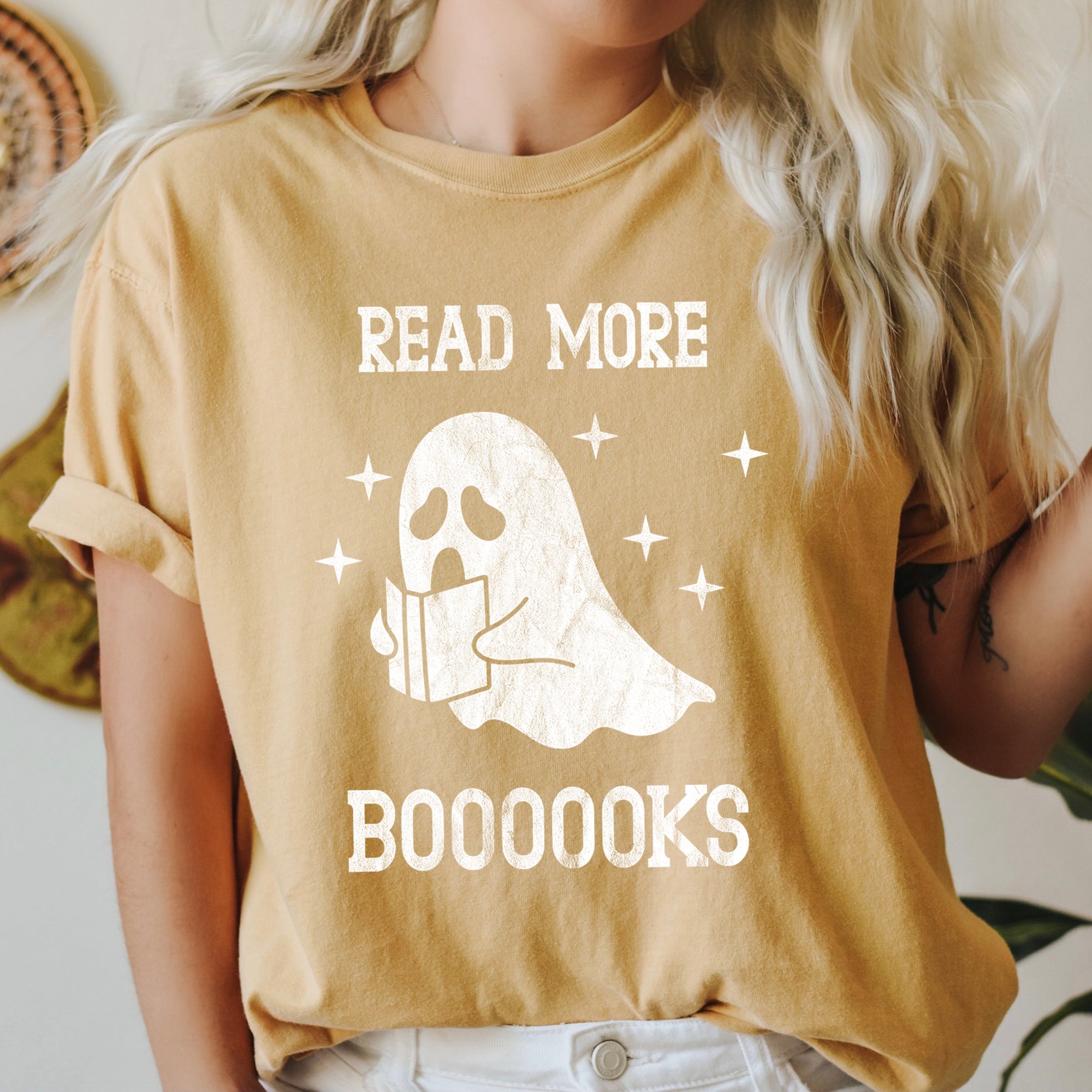 Read More Books Retro Halloween Vintage Library Edition Cozy Reading Night Comfort Colors Tee