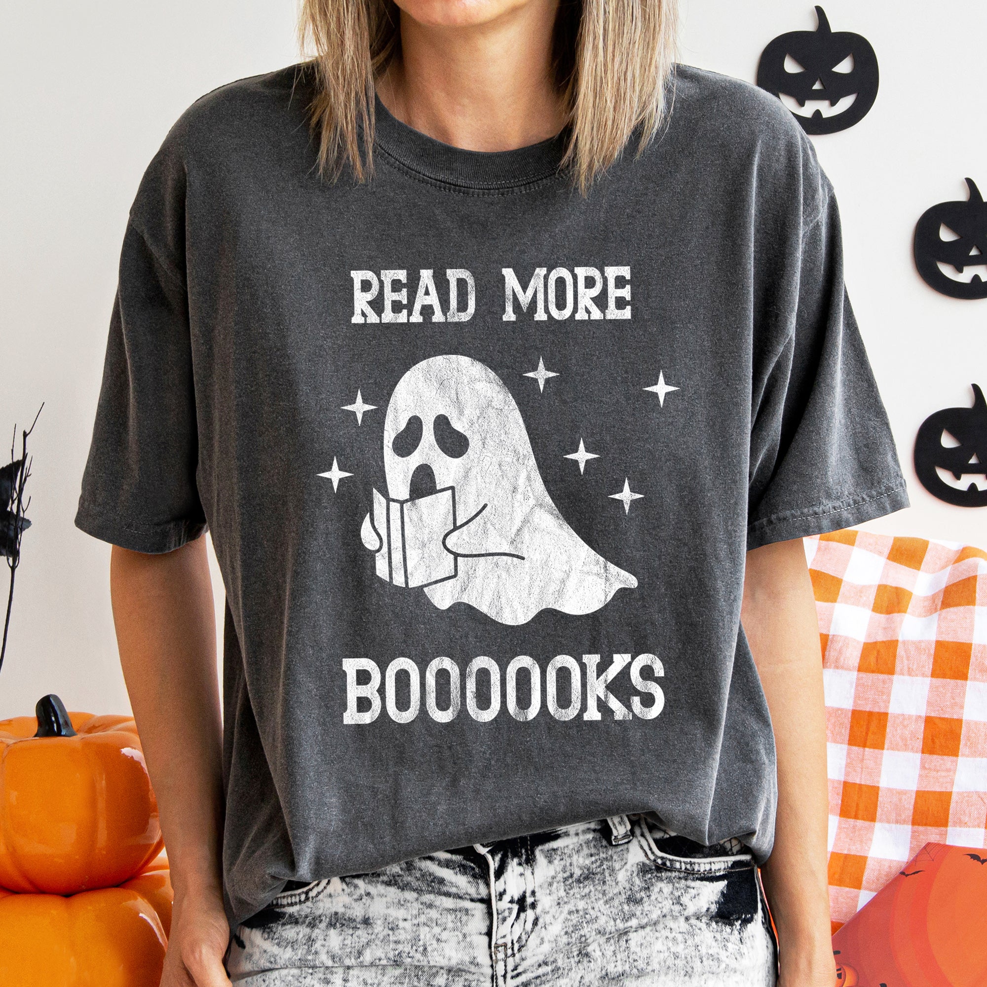 Read More Books Retro Halloween Vintage Library Edition Cozy Reading Night Comfort Colors Tee