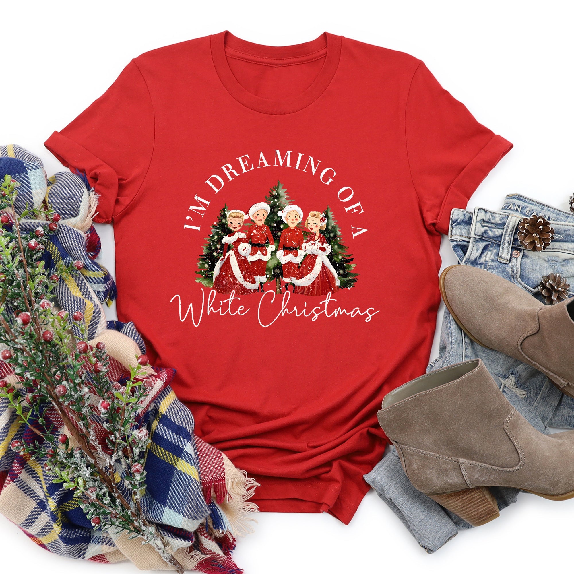 I'm Dreaming Of A White Christmas Movie Classic Musical Film Theme Vintage Inspired Graphic Tee