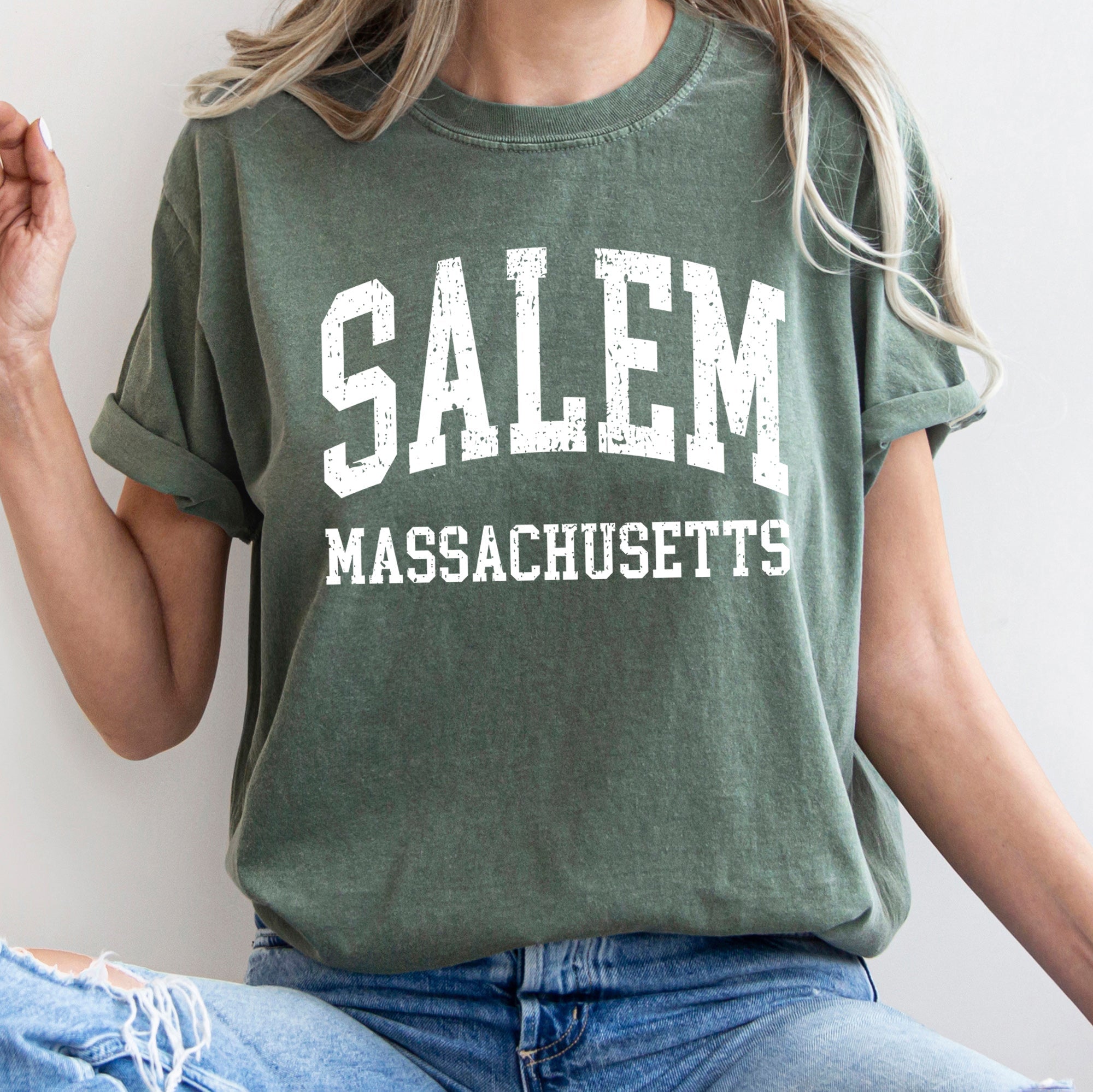 Salem Massachusetts Retro Halloween Vintage Poster Style Collector Edition Comfort Colors Tee