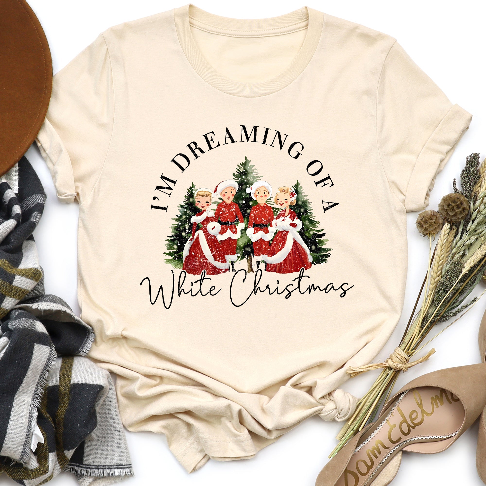 I'm Dreaming Of A White Christmas Movie Classic Musical Film Theme Vintage Inspired Graphic Tee
