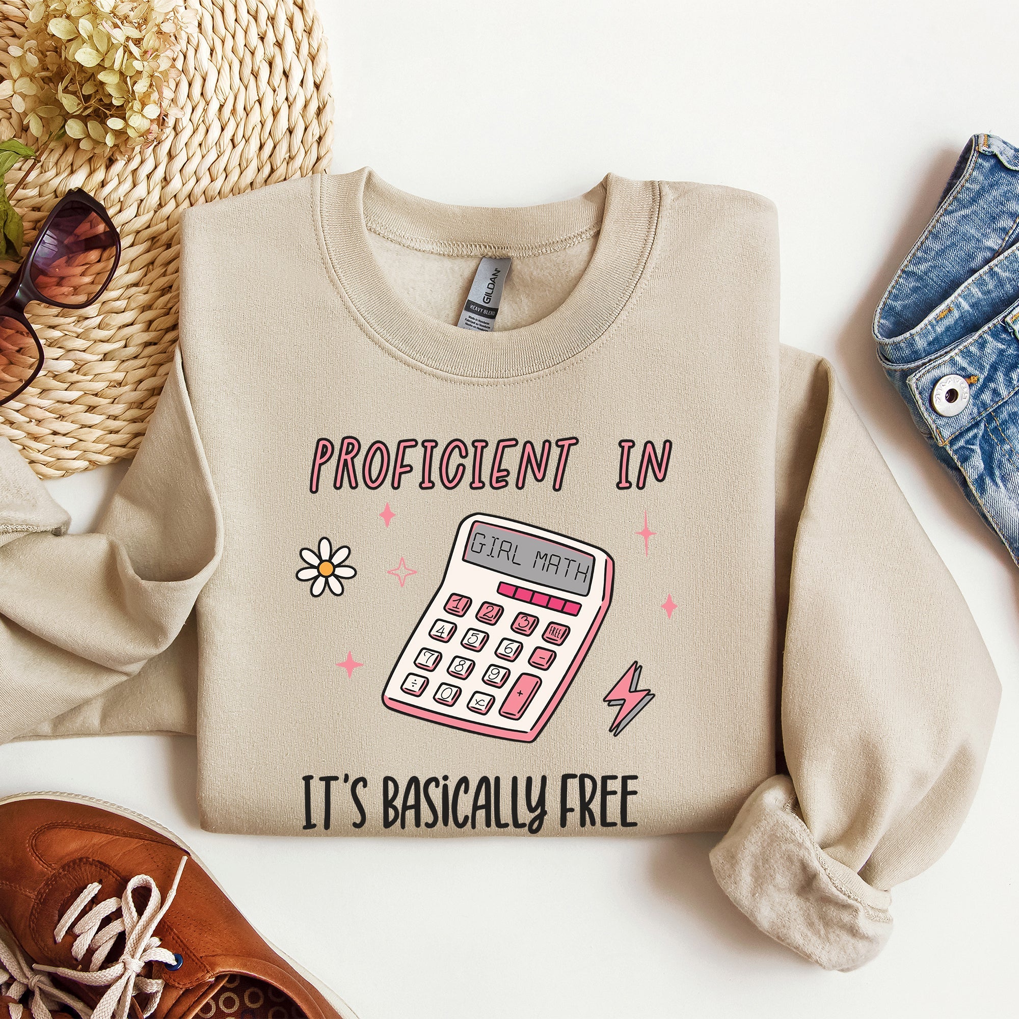 Girl Math Basically Free Calculator TikTok Quote About Spending Wisely For Laughs Sweatshirt
