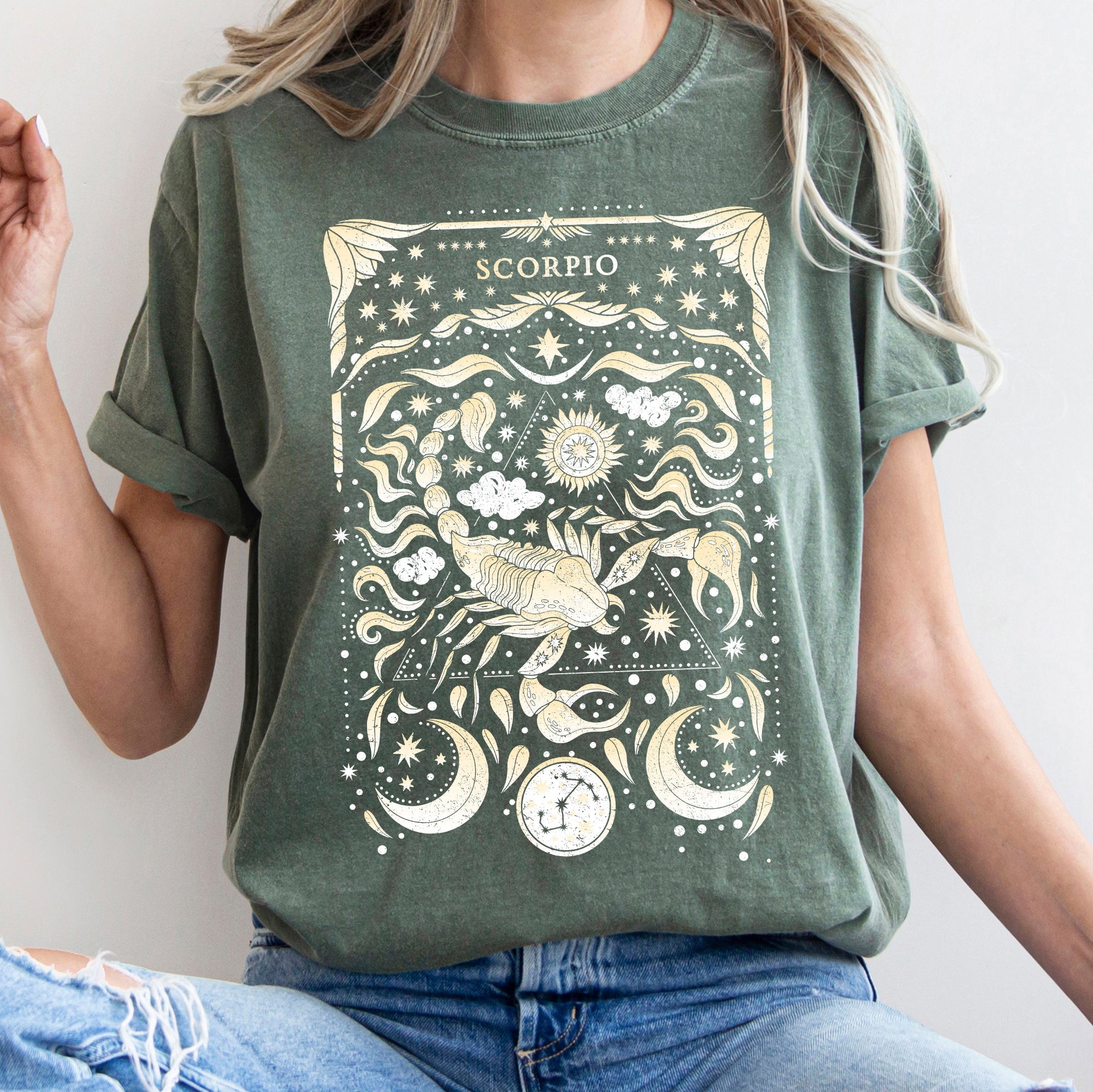 Scorpio Celestial Zodiac Horoscope Astrology Celestial Constellation Design Comfort Colors Tee