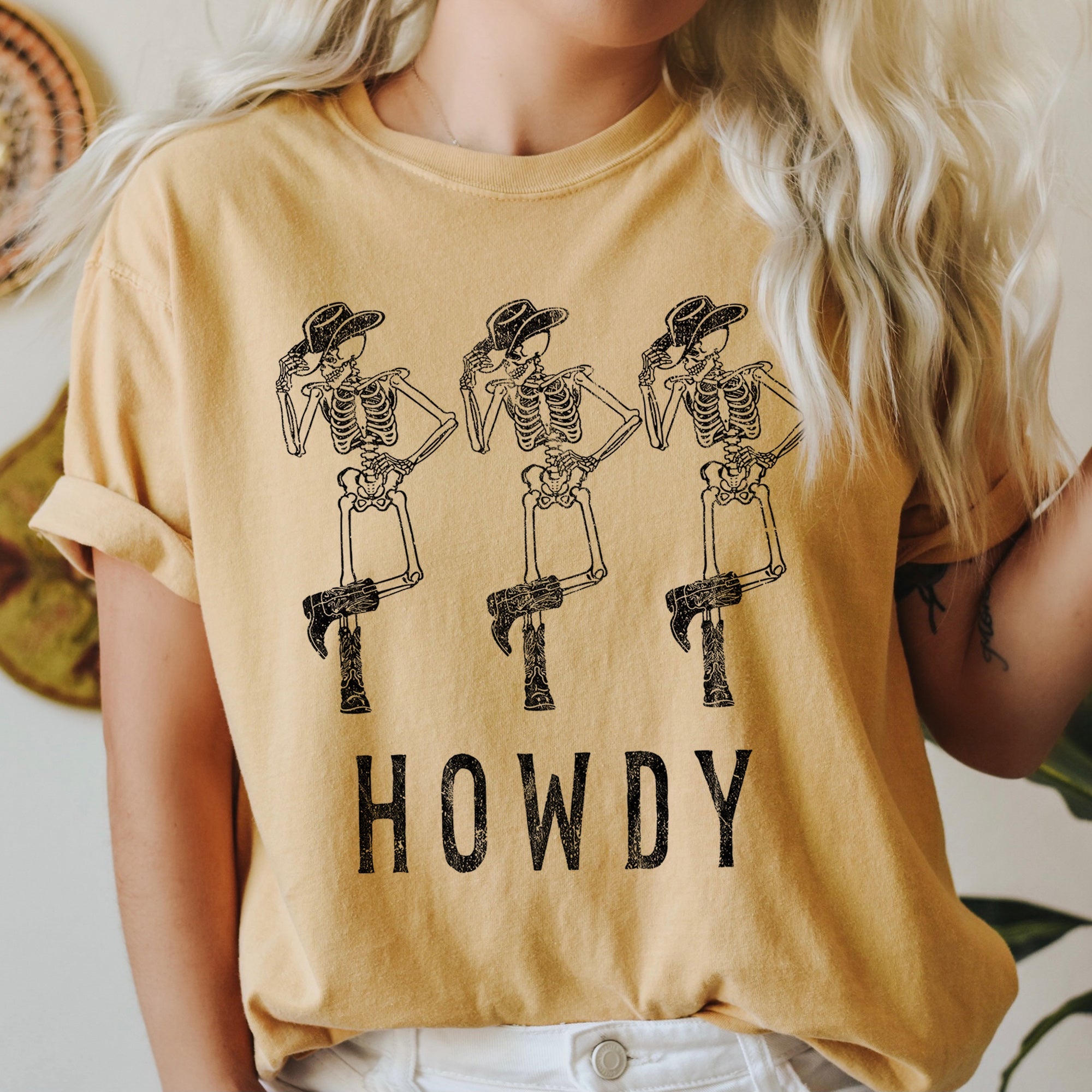 Howdy Skeletons Retro Western Halloween Forever Midnight Edition Comfort Colors Tee