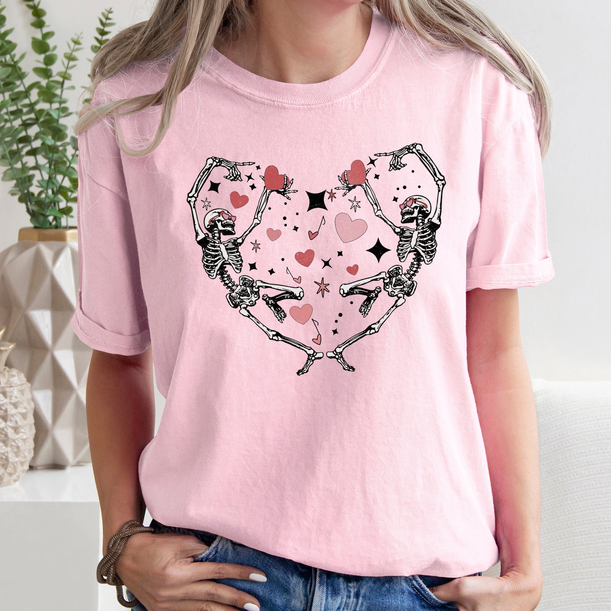 Dancing Skeletons, Heart Valentine's Day Edition Premium Vintage Style Comfort Colors Tee