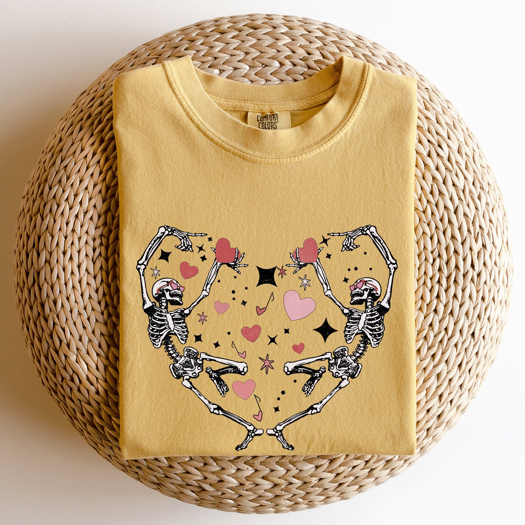 Dancing Skeletons, Heart Valentine's Day Edition Premium Vintage Style Comfort Colors Tee