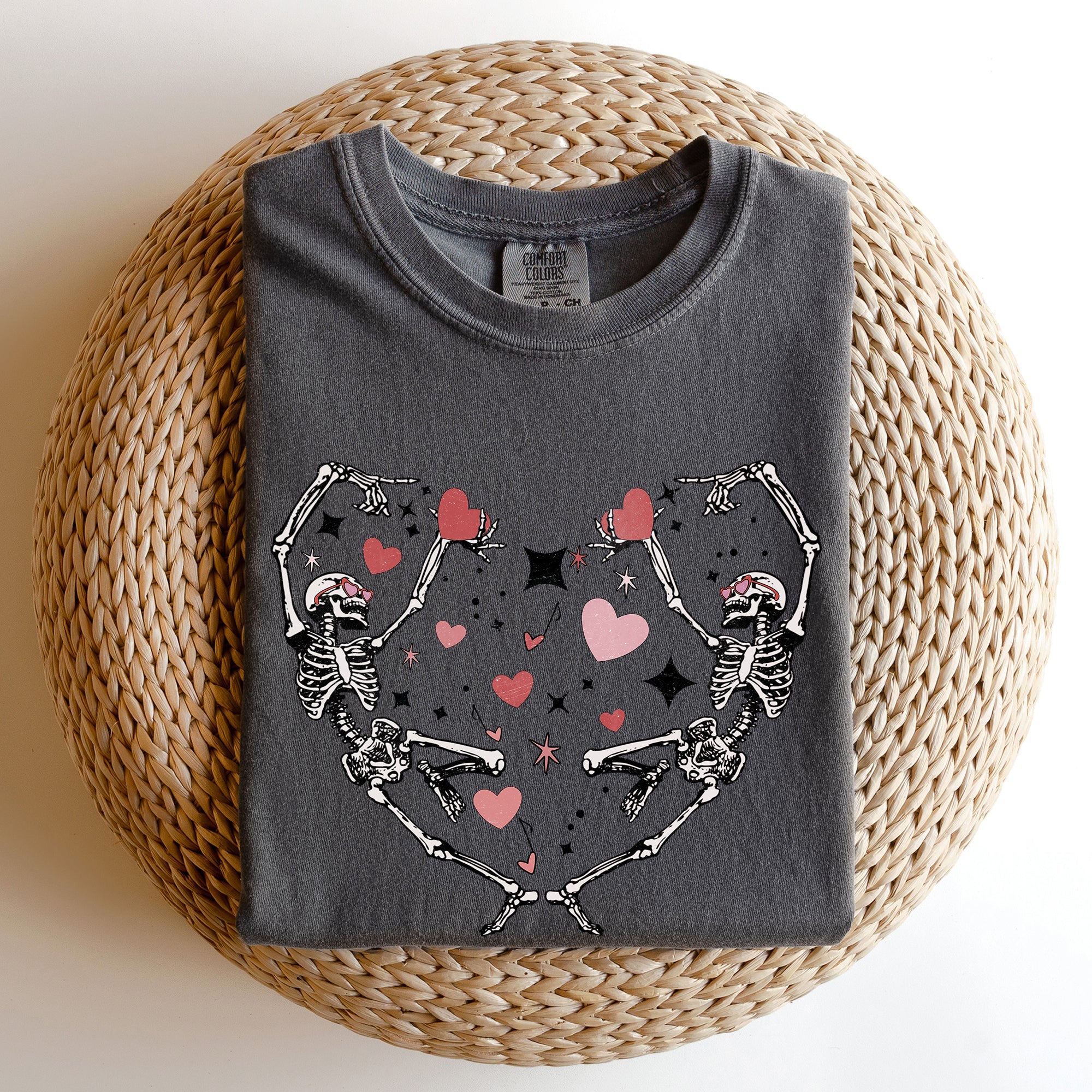 Dancing Skeletons, Heart Valentine's Day Edition Premium Vintage Style Comfort Colors Tee