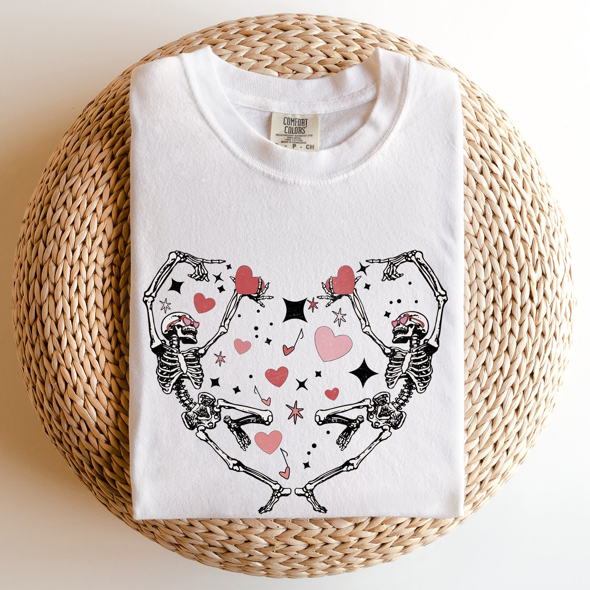 Dancing Skeletons, Heart Valentine's Day Edition Premium Vintage Style Comfort Colors Tee
