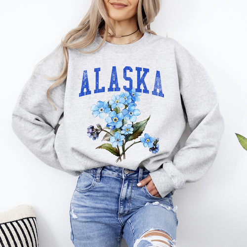 Alaska State Flower Botanical Floral Motif Nature Inspired Artwork Print Sweatshirt