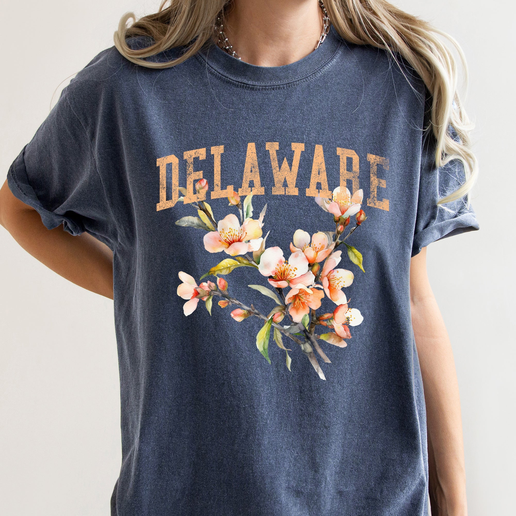 Delaware State Flower Comfort Colors Tee Hand Dyed Vintage Washed Premium Apparel