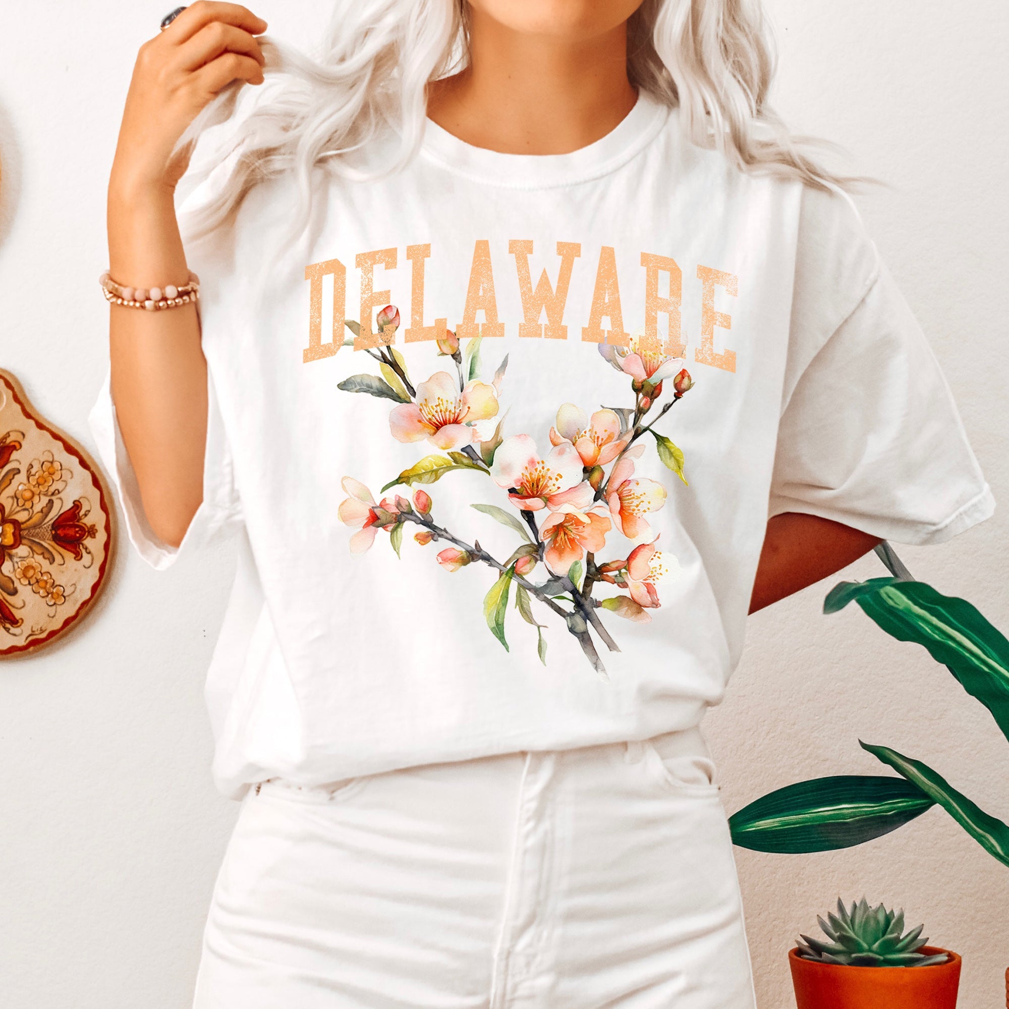 Delaware State Flower Comfort Colors Tee Hand Dyed Vintage Washed Premium Apparel