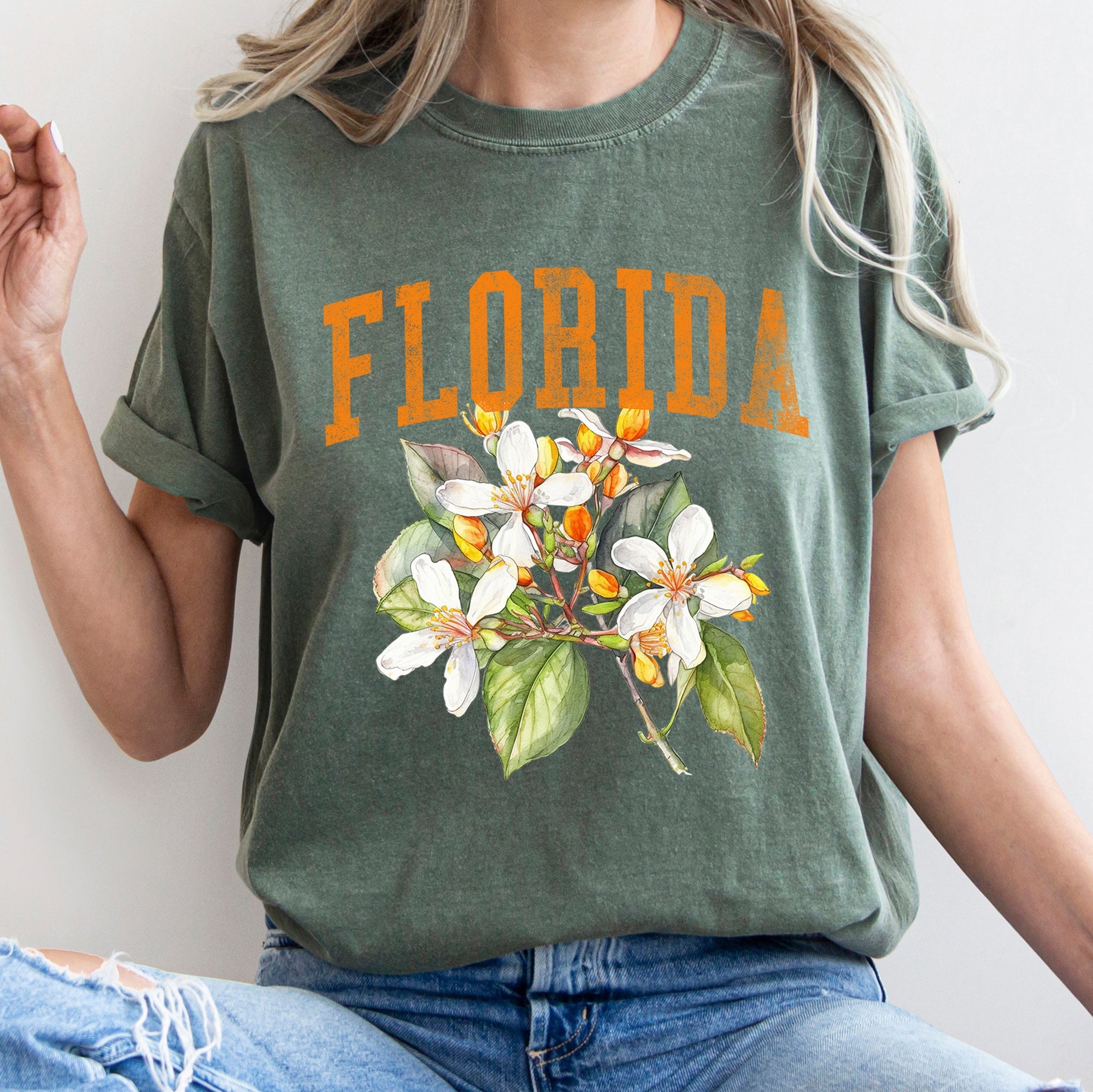Florida State Flower Emblem Design Inspired By Florida Botanic Heritage For State Pride Comfort Colors Tee