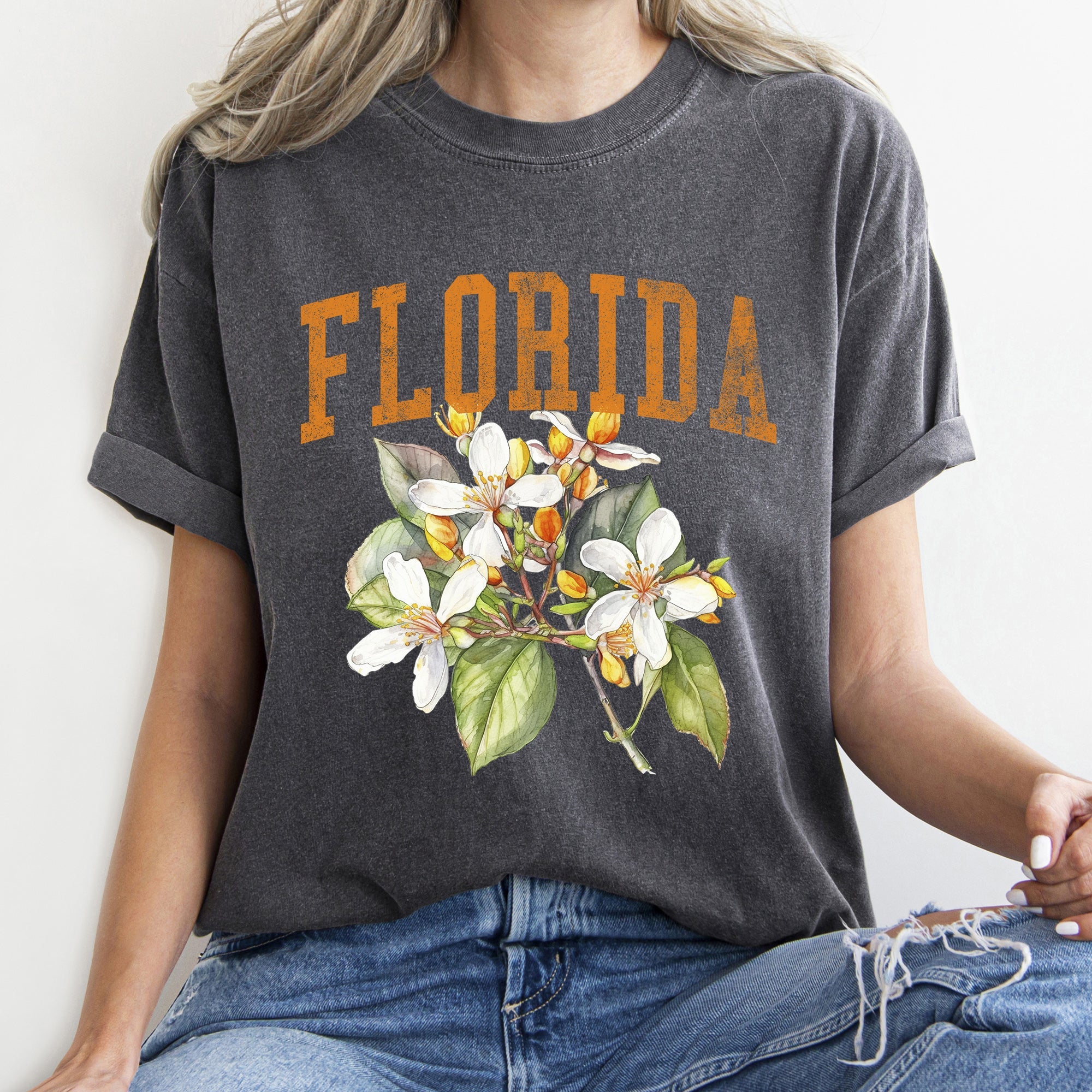 Florida State Flower Emblem Design Inspired By Florida Botanic Heritage For State Pride Comfort Colors Tee
