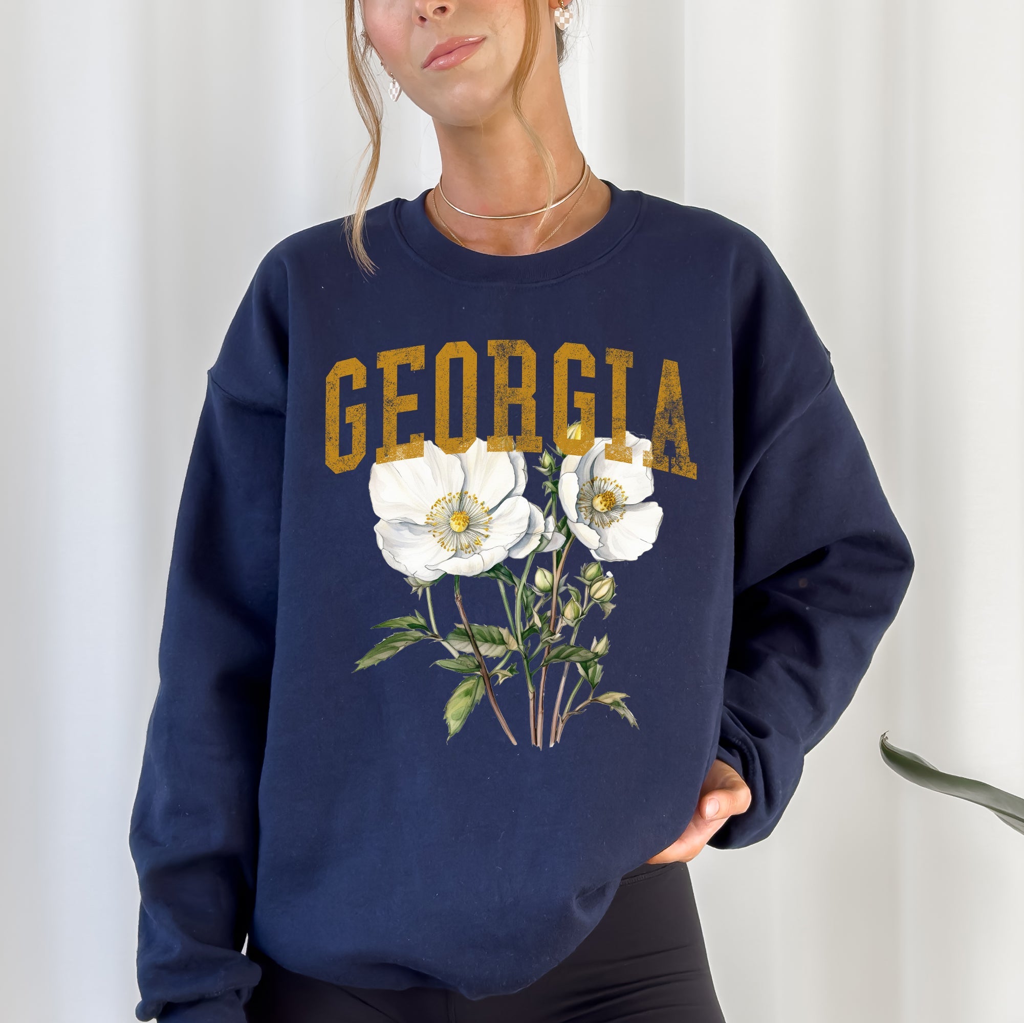 Georgia State Flower Emblem and Heritage Classic Botanical Illustration Sweatshirt