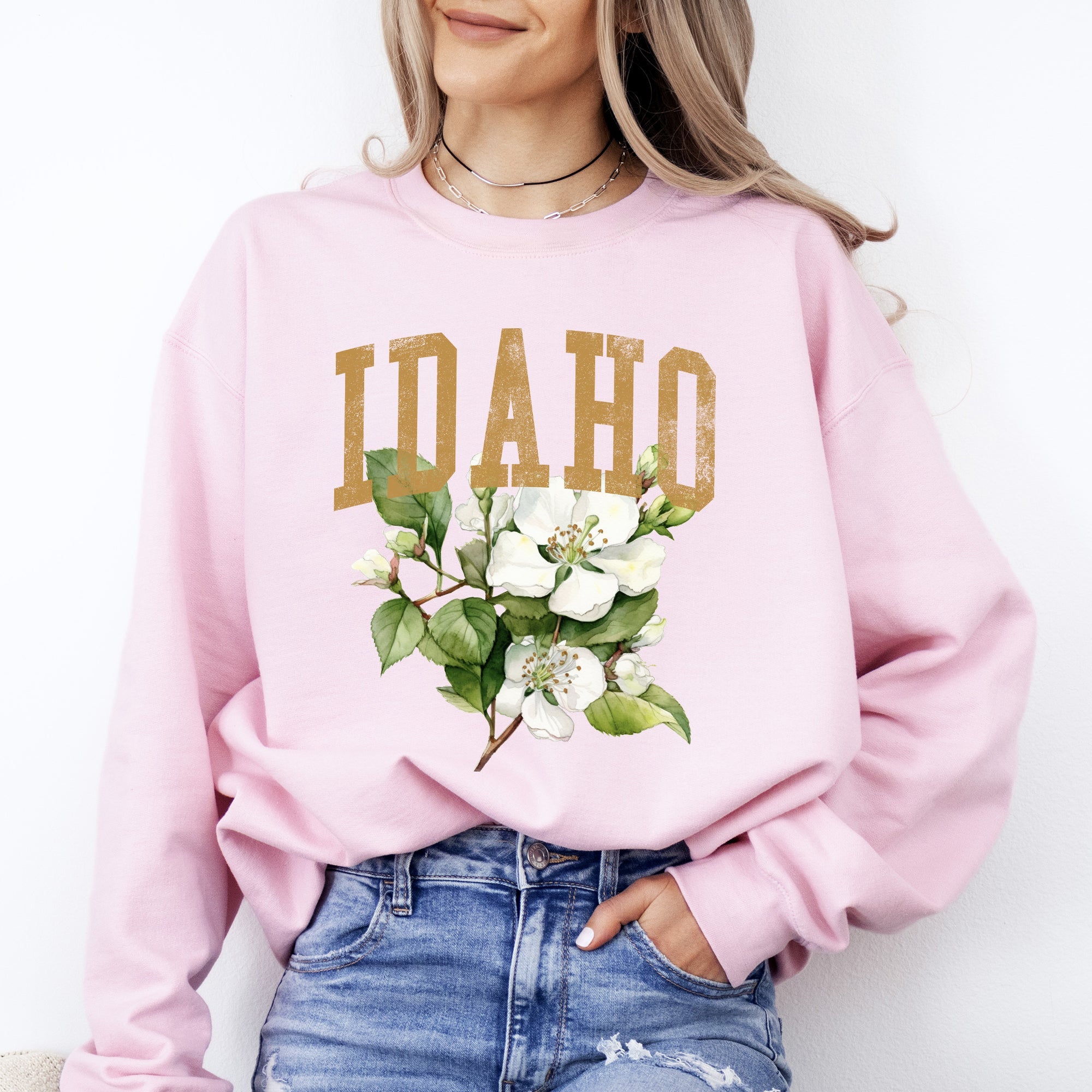 Idaho State Flower Botanical Emblem Artwork Celebrating Northwest Beauty And Home State Pride Sweatshirt