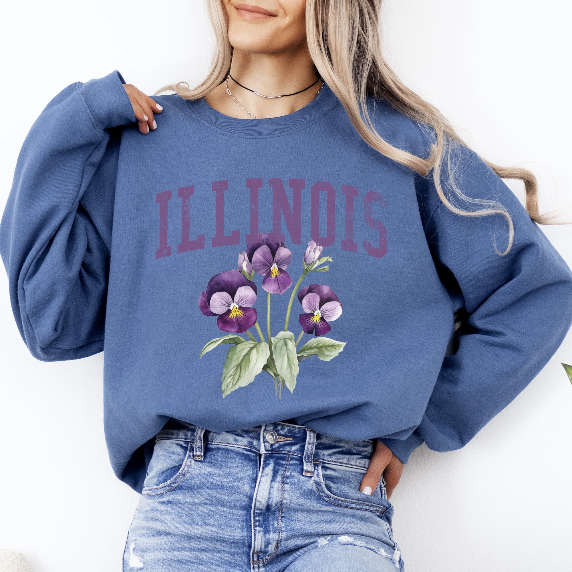 Illinois State Flower Vintage Illustration Emblem Graphic Charm Collection Sweatshirt