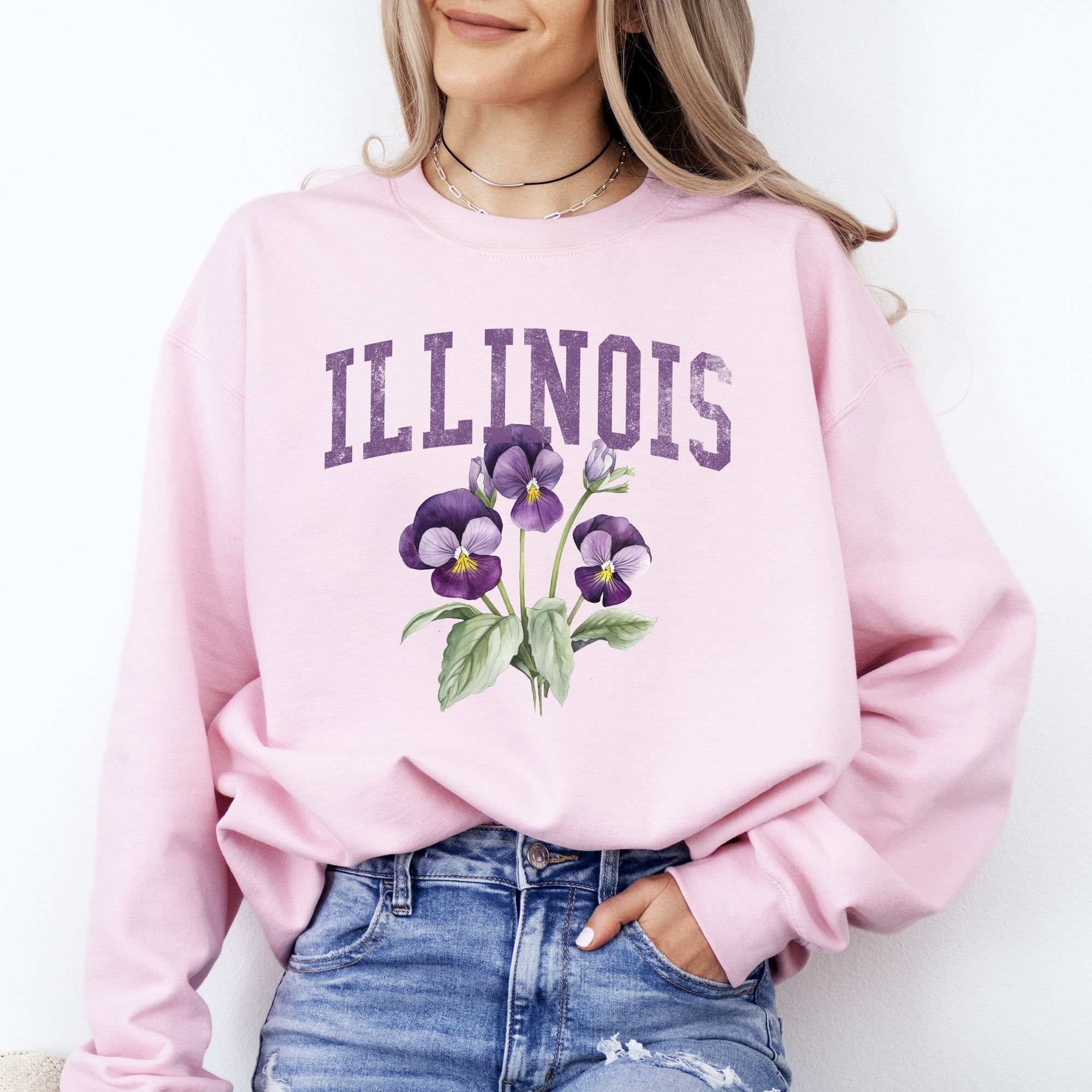 Illinois State Flower Vintage Illustration Emblem Graphic Charm Collection Sweatshirt