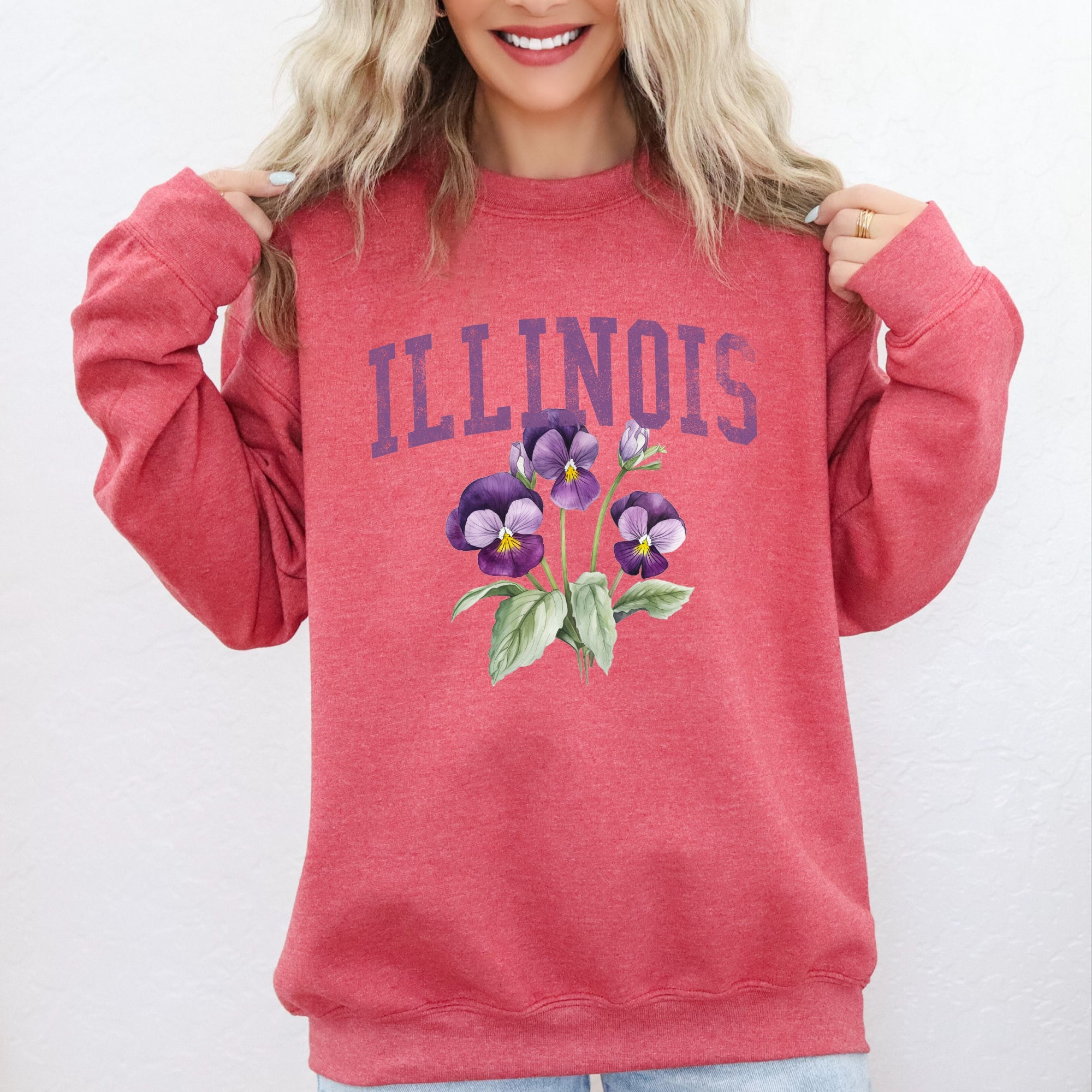 Illinois State Flower Vintage Illustration Emblem Graphic Charm Collection Sweatshirt