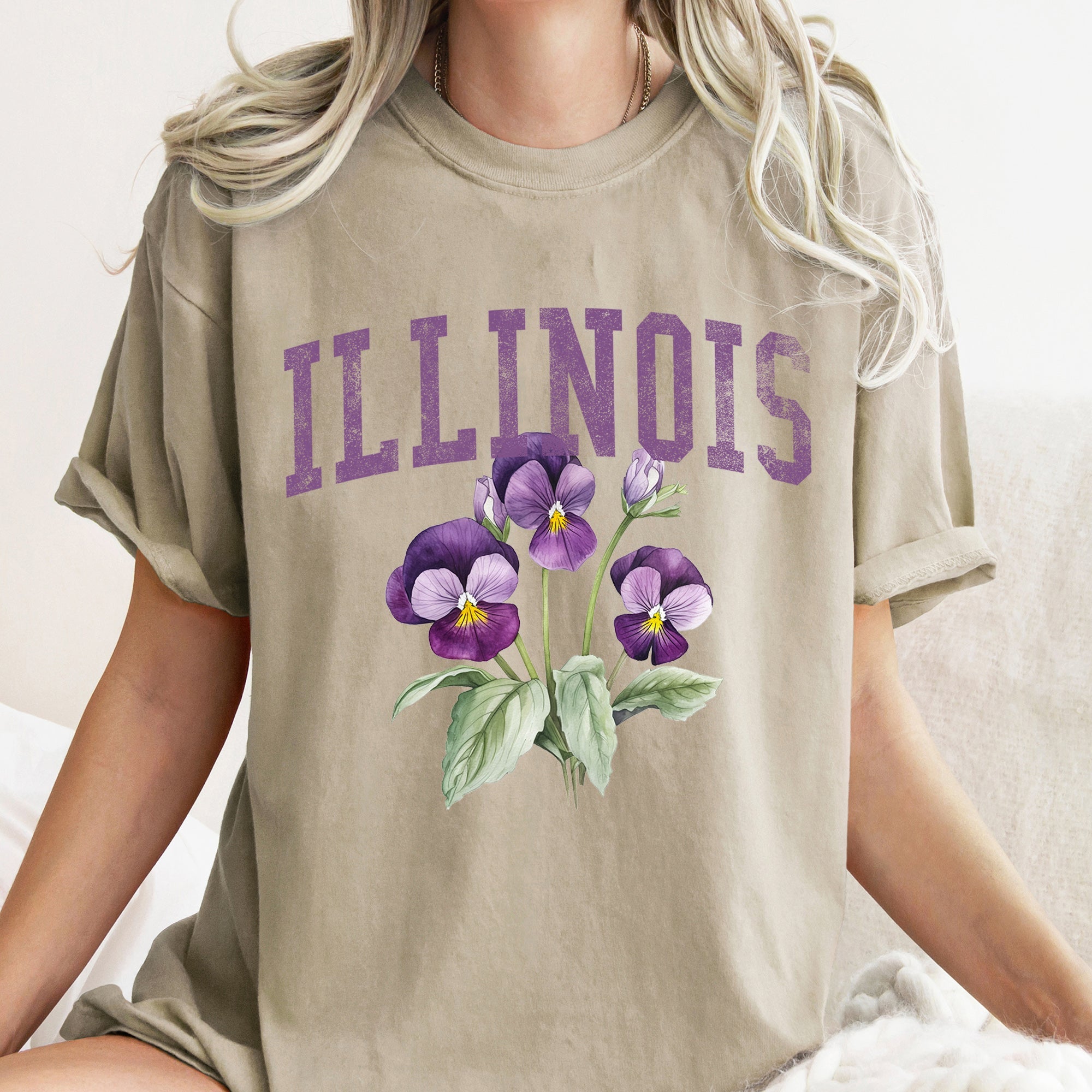 Illinois State Flower Everyday Wear Vintage Limited Edition Soft Comfort Colors Tee