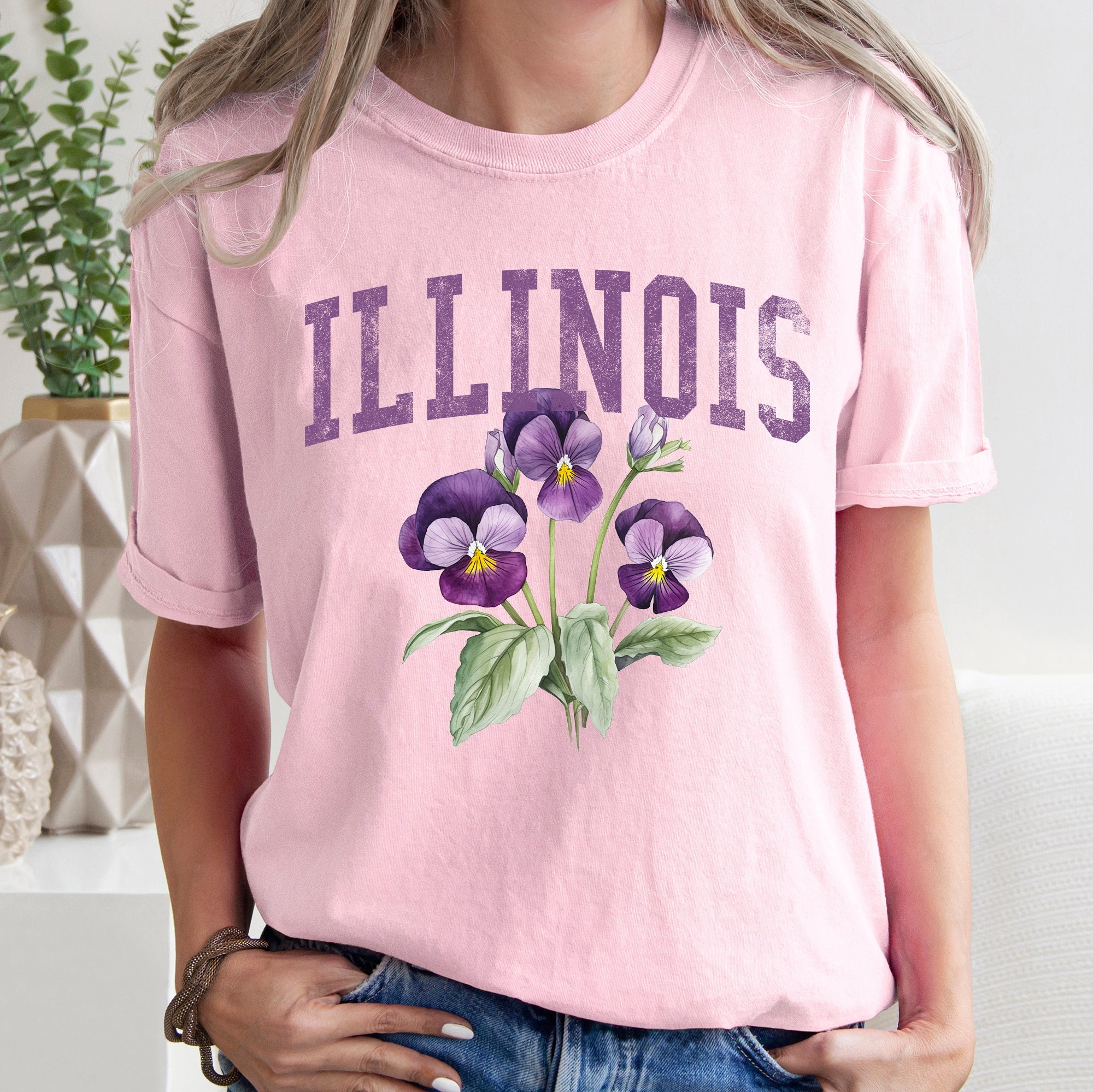 Illinois State Flower Everyday Wear Vintage Limited Edition Soft Comfort Colors Tee