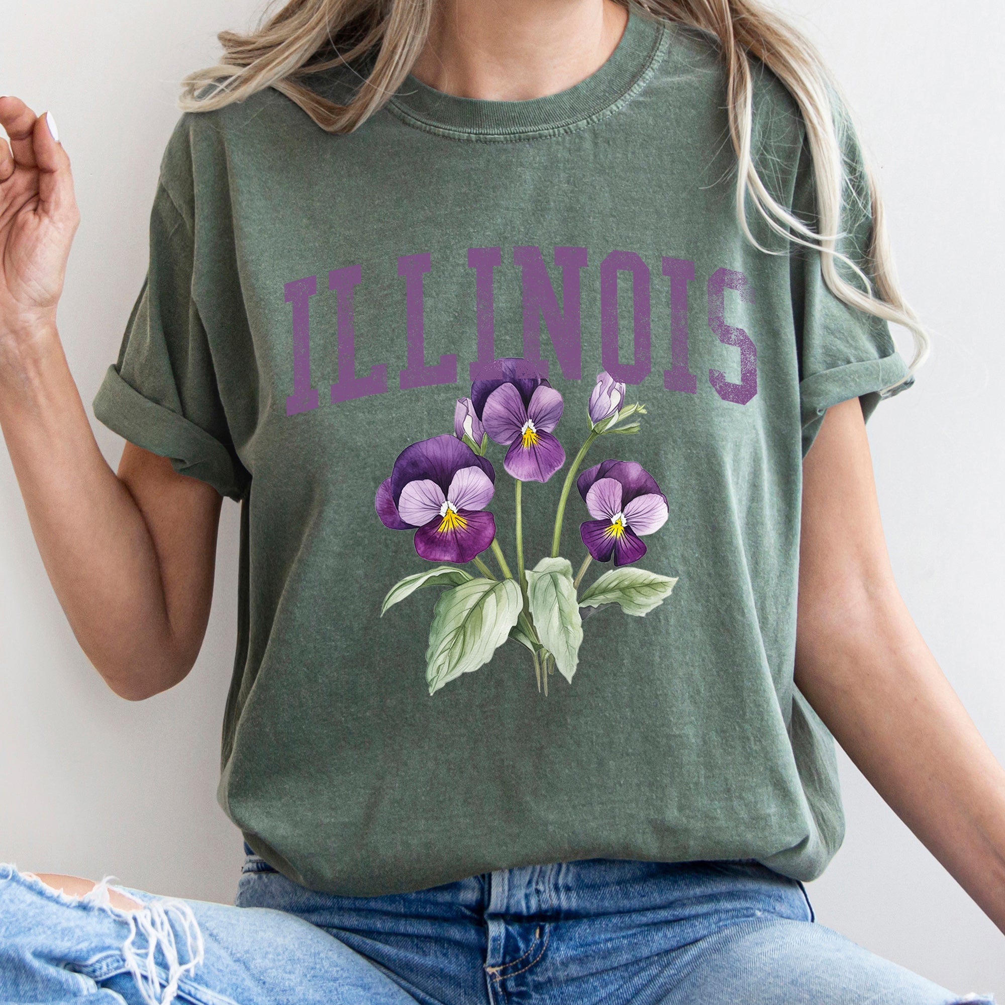 Illinois State Flower Everyday Wear Vintage Limited Edition Soft Comfort Colors Tee