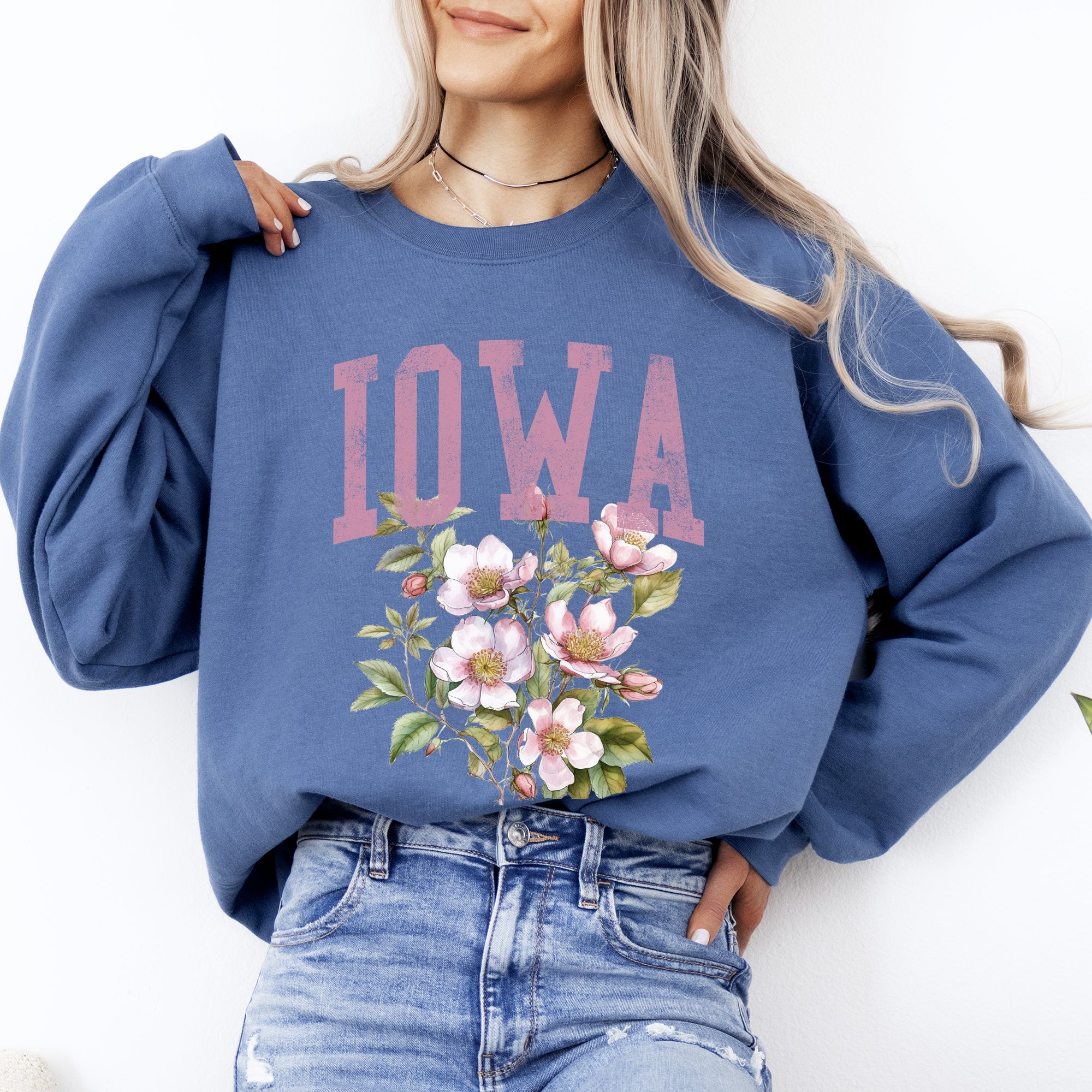 Iowa State Flower Forever Proud Hawkeyes State Pride Floral Emblem For Iowa State Fans Sweatshirt