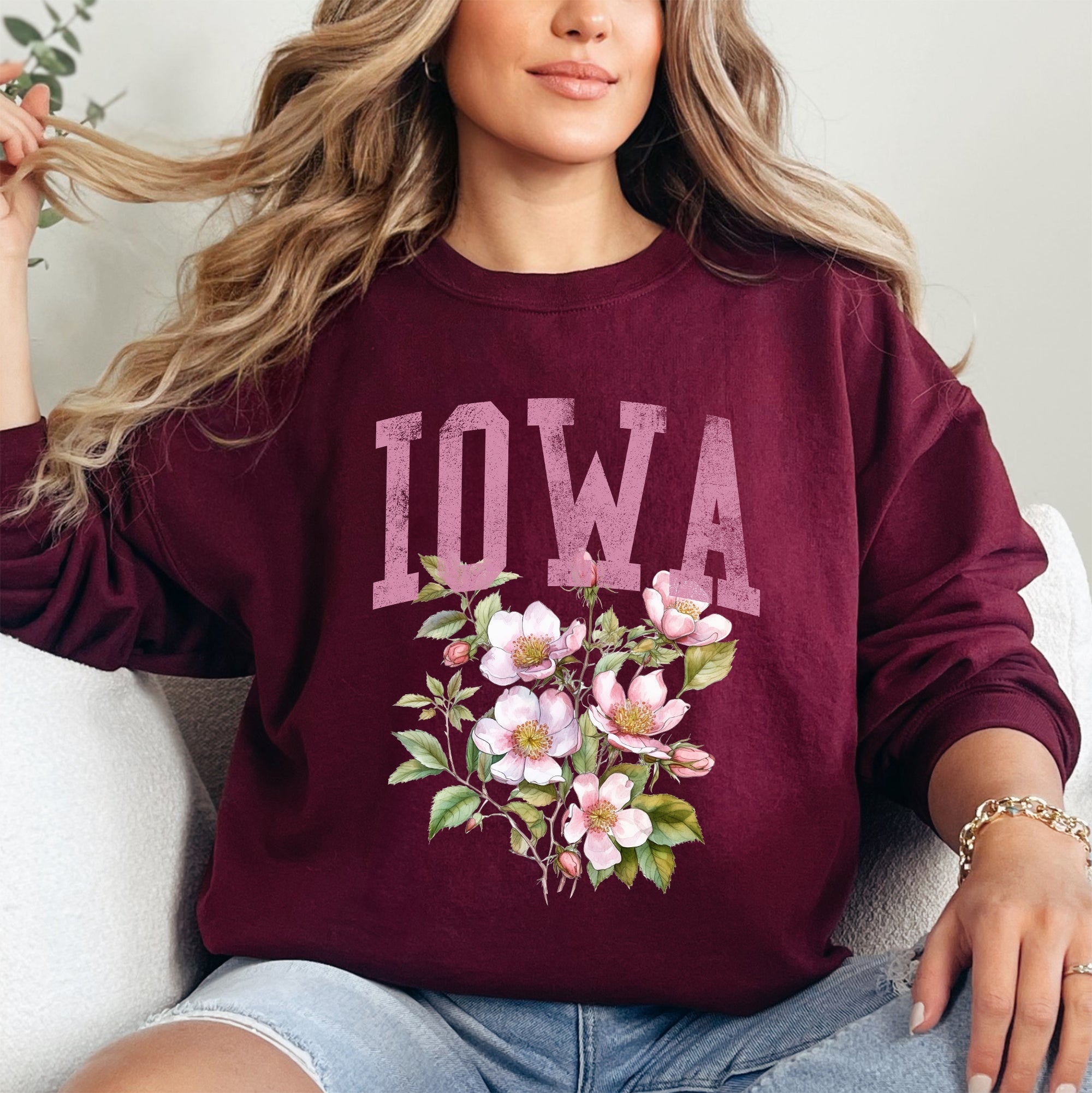 Iowa State Flower Forever Proud Hawkeyes State Pride Floral Emblem For Iowa State Fans Sweatshirt