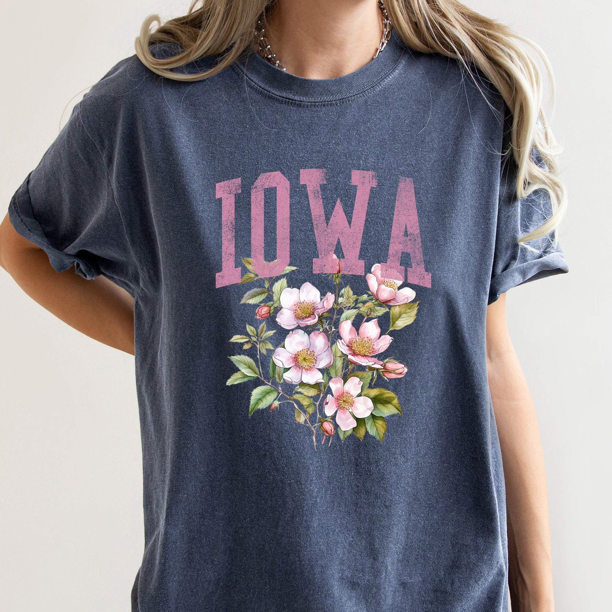 Iowa State Flower Comfort Colors Tee With Vintage Design And Soft Cotton Fabric Material