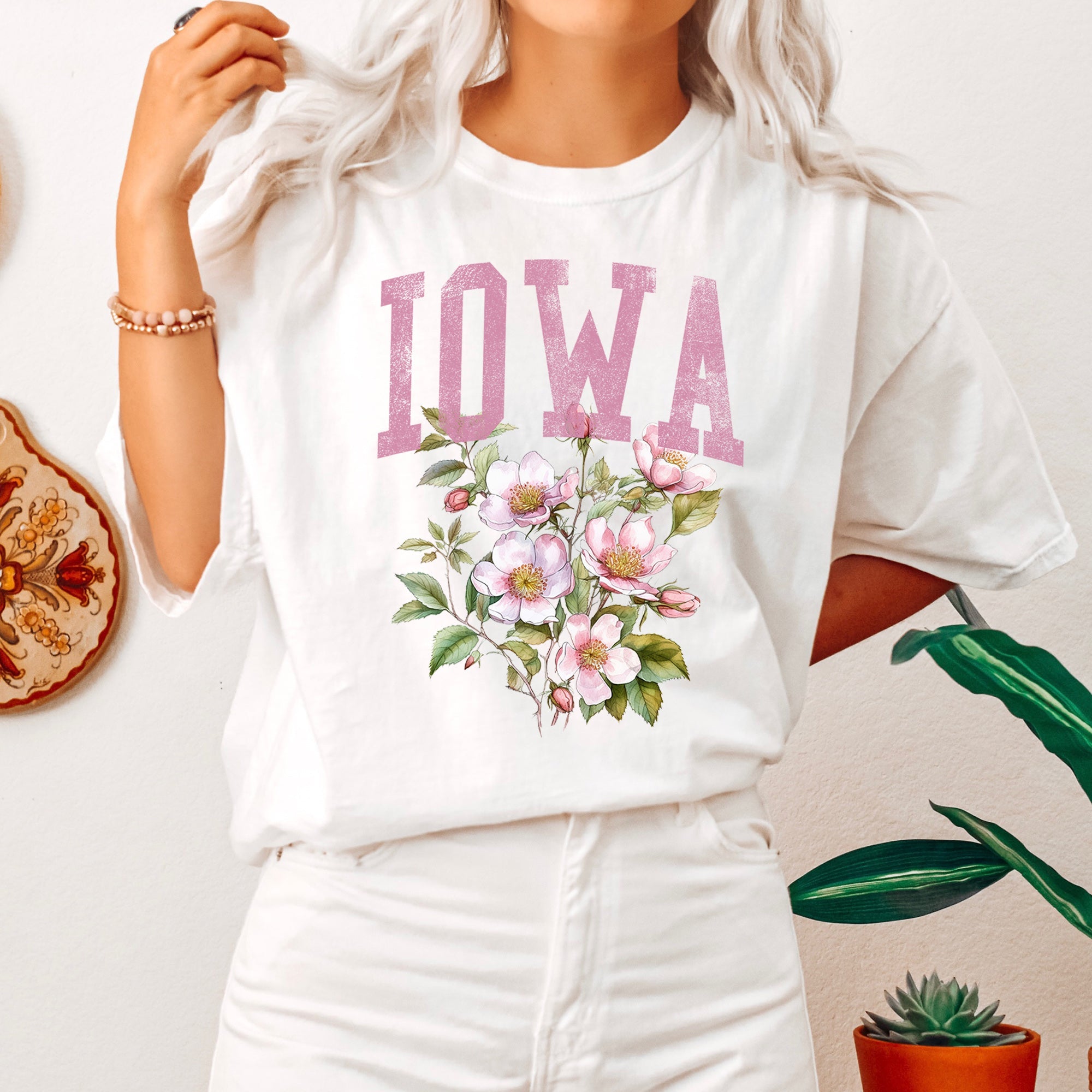 Iowa State Flower Comfort Colors Tee With Vintage Design And Soft Cotton Fabric Material