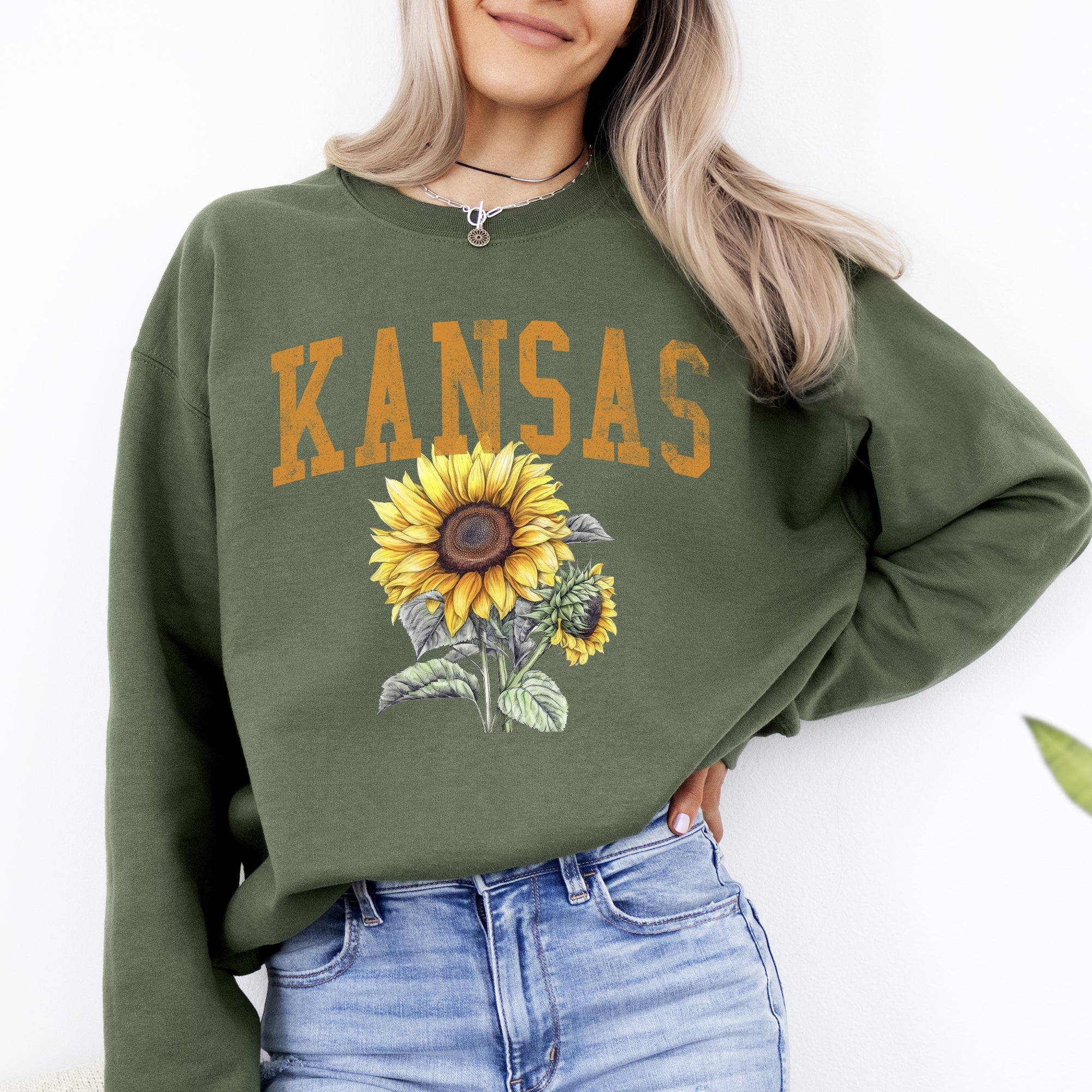 Kansas State Flower Sunflower State Pride Nature Inspired Botanical Cozy Sweatshirt