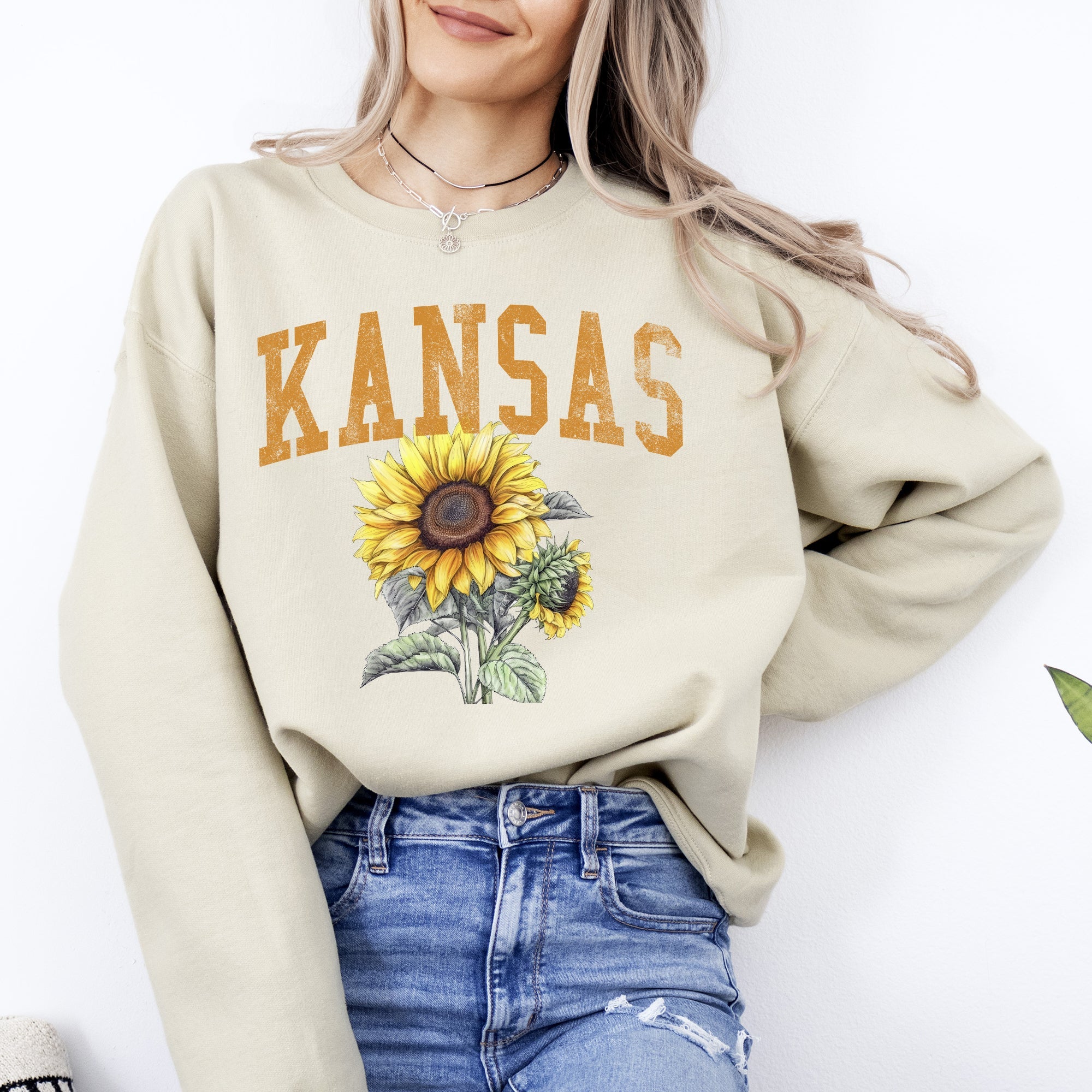 Kansas State Flower Sunflower State Pride Nature Inspired Botanical Cozy Sweatshirt